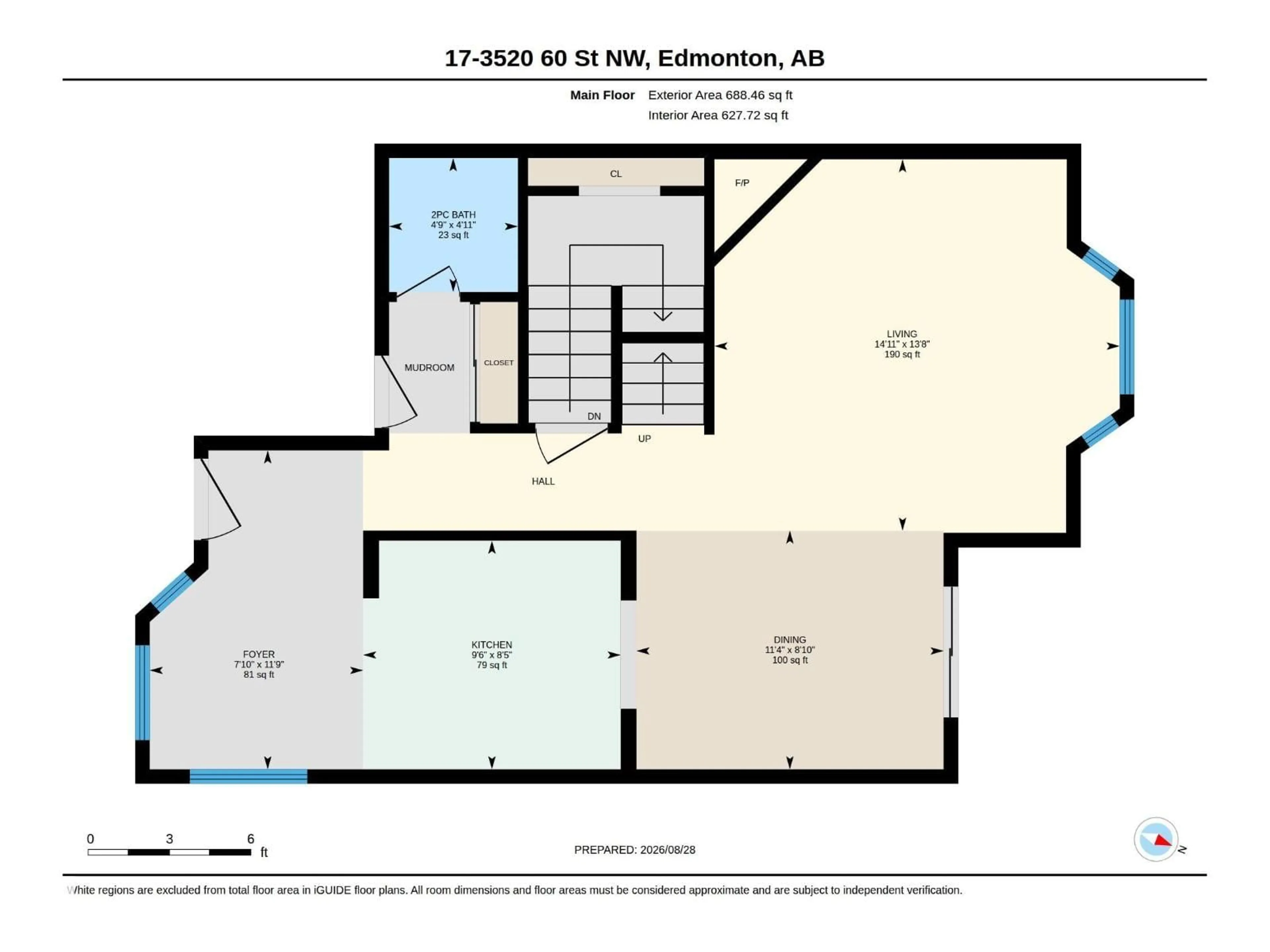 Floor plan for 17 - 3520 60 ST, Edmonton Alberta T6L6H5