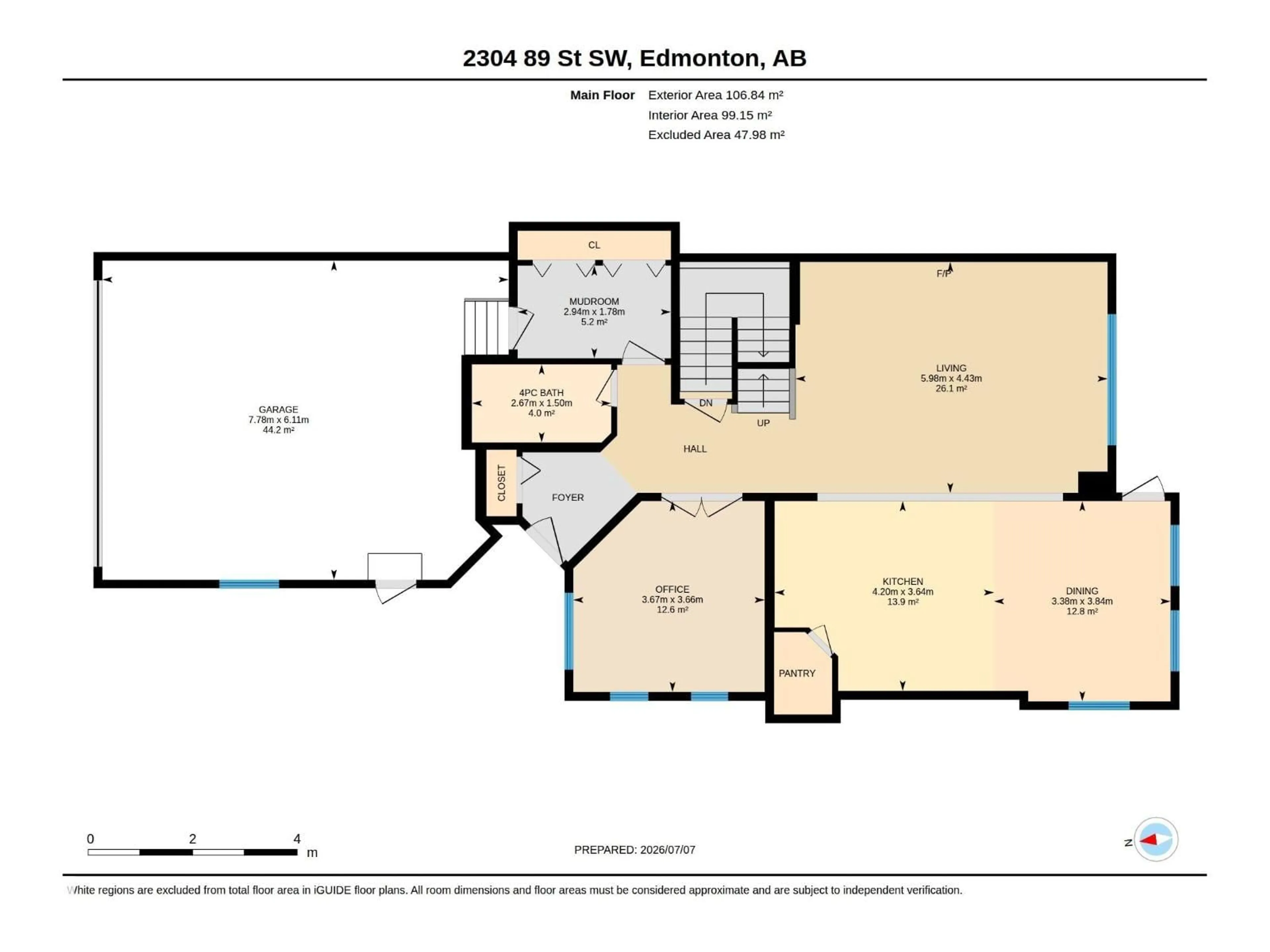 Floor plan for SW - 2304 89 ST, Edmonton Alberta T6X0R9