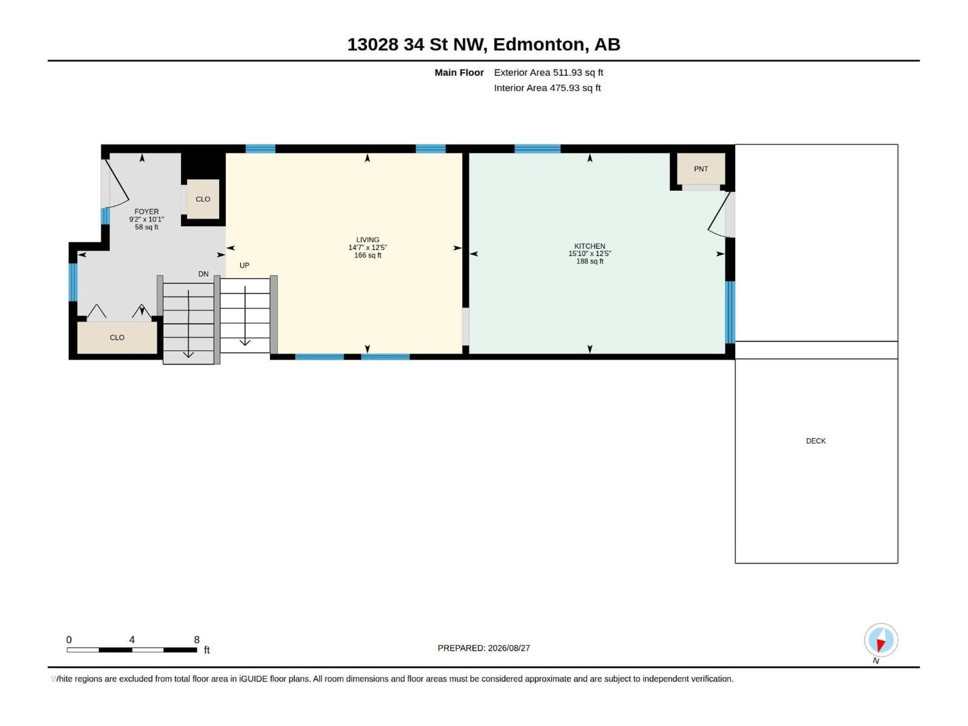 Floor plan for 13028 34 ST, Edmonton Alberta T5A5G7