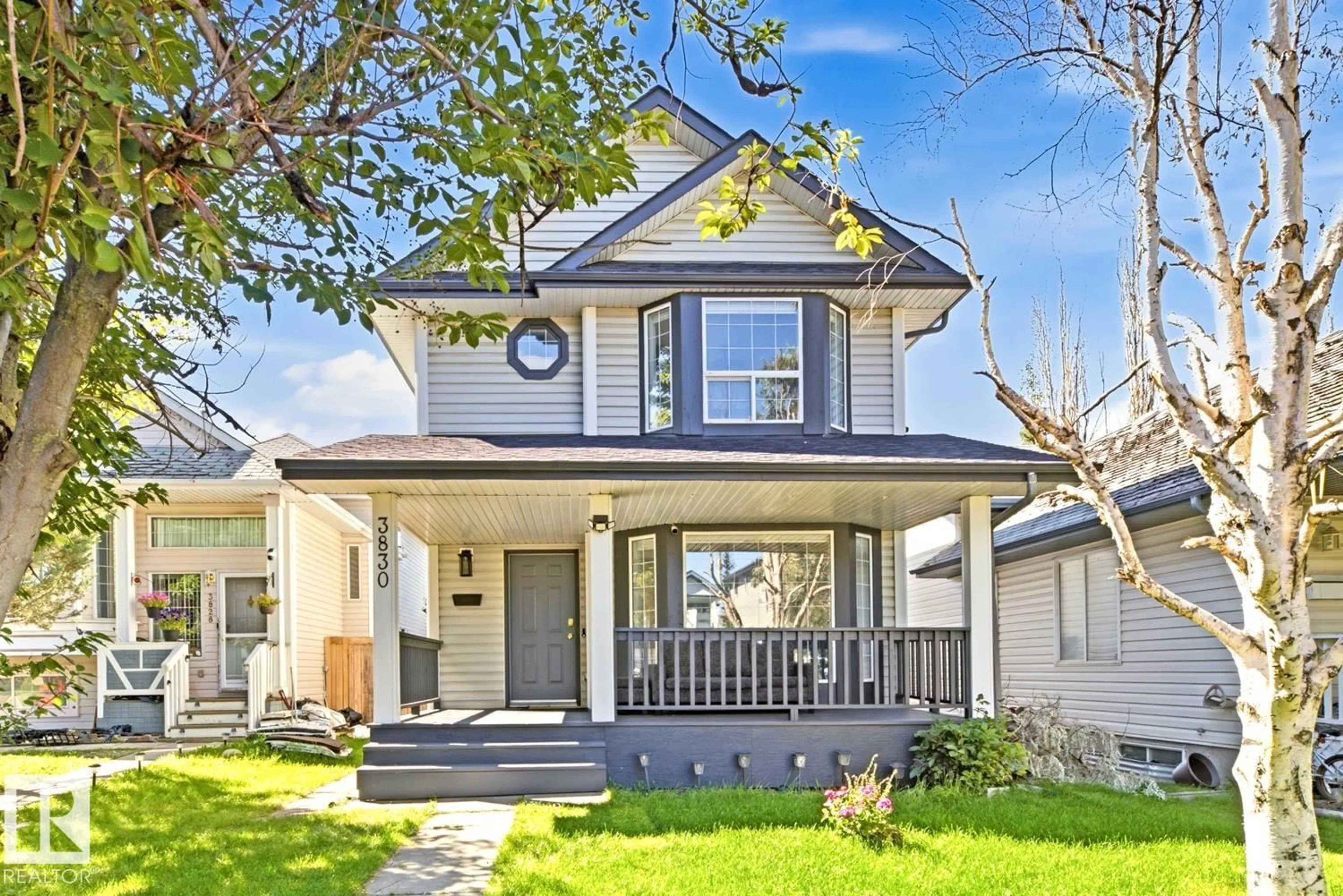 Home with vinyl exterior material, street for NW - 3830 22 ST, Edmonton Alberta T6T1K8