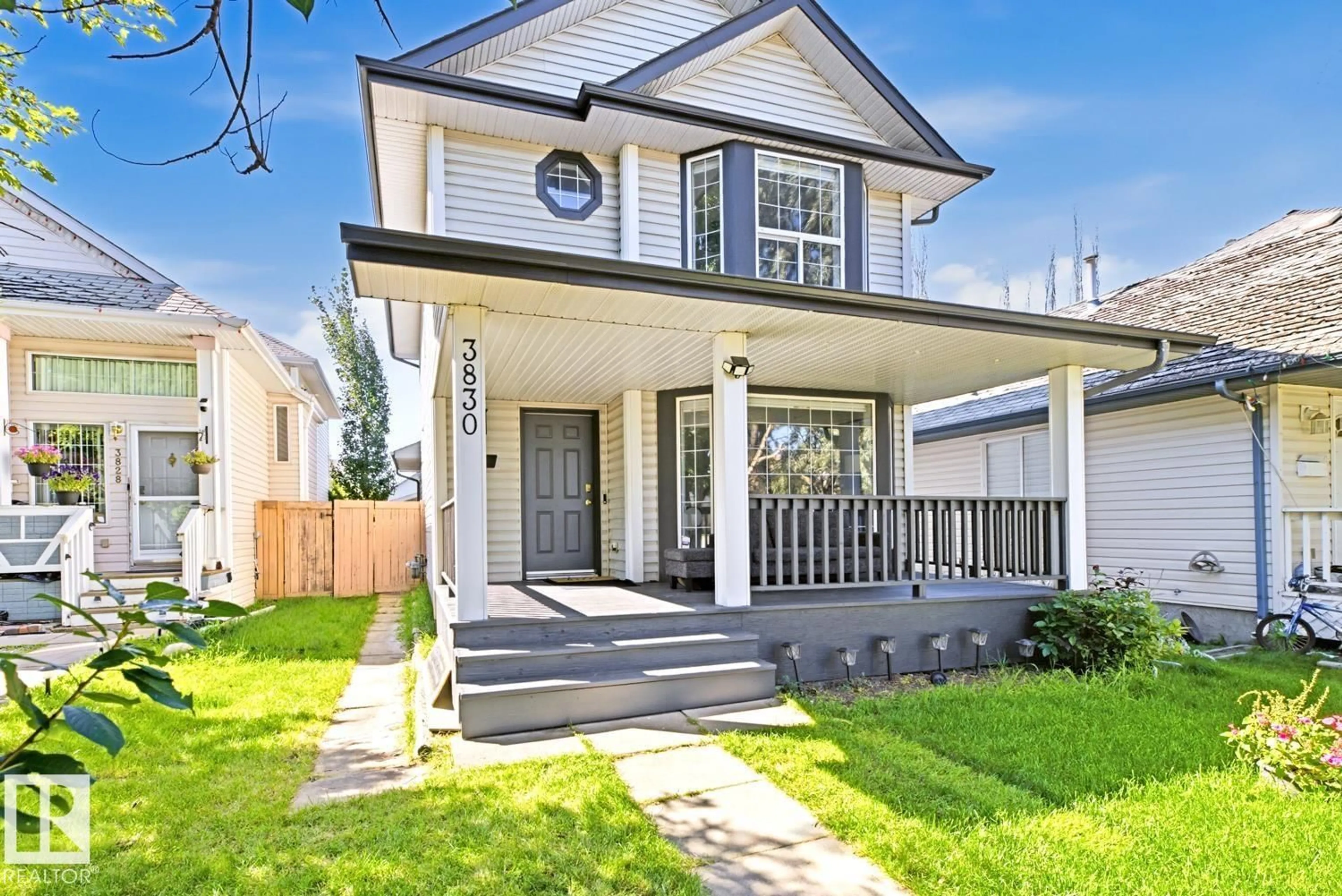 Home with vinyl exterior material, street for NW - 3830 22 ST, Edmonton Alberta T6T1K8