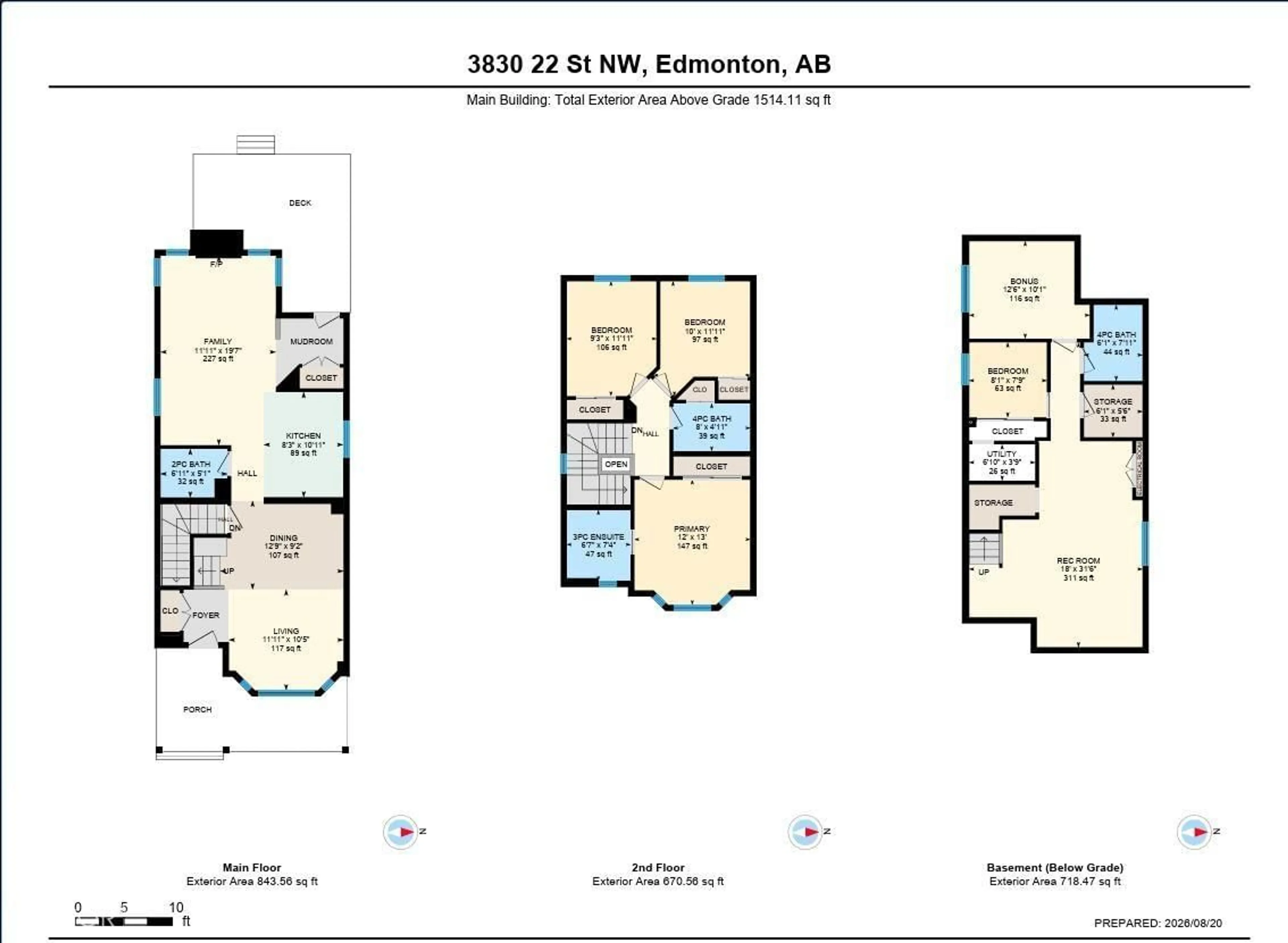 Floor plan for NW - 3830 22 ST, Edmonton Alberta T6T1K8
