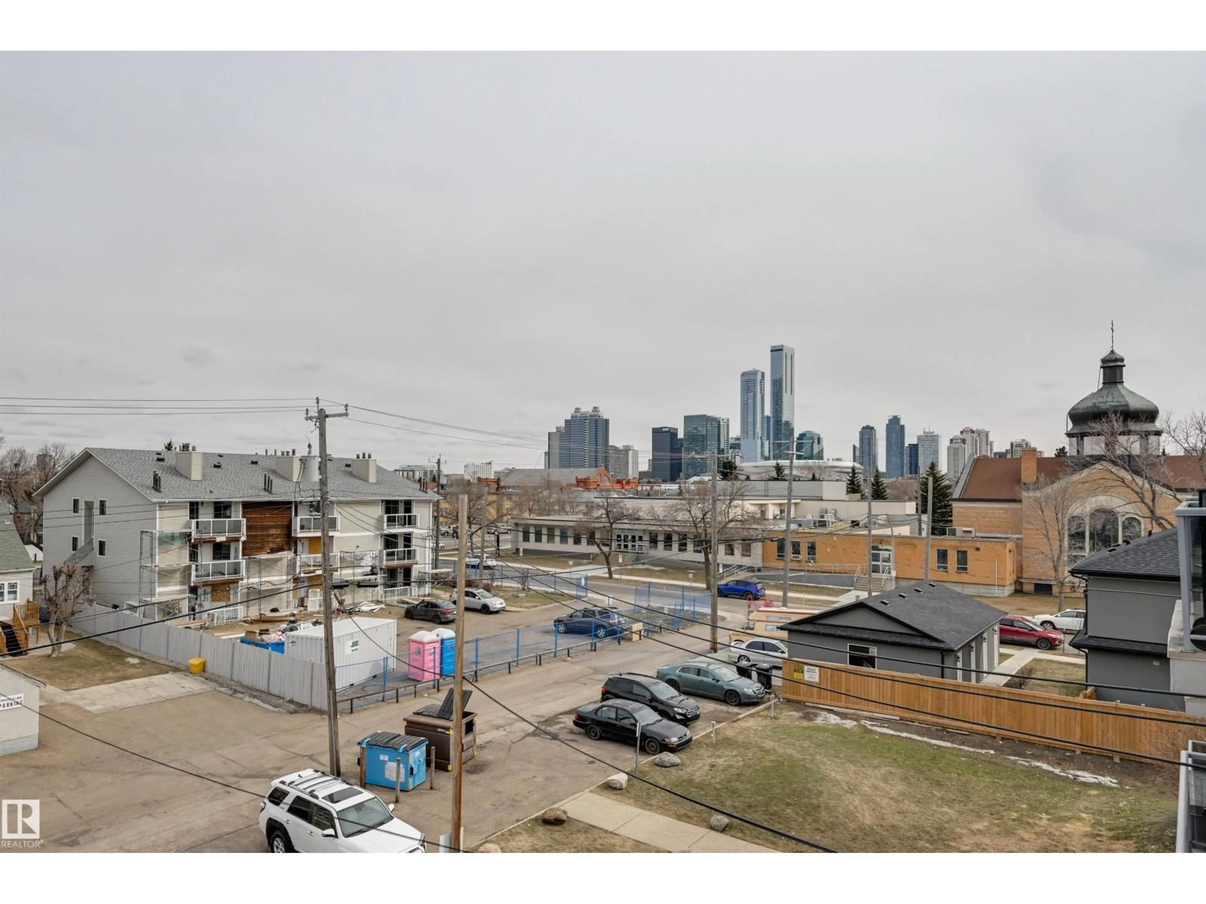 A pic from outside/outdoor area/front of a property/back of a property/a pic from drone, city buildings view from balcony for #402 - 11019 107 ST NW, Edmonton Alberta T5H2Z6