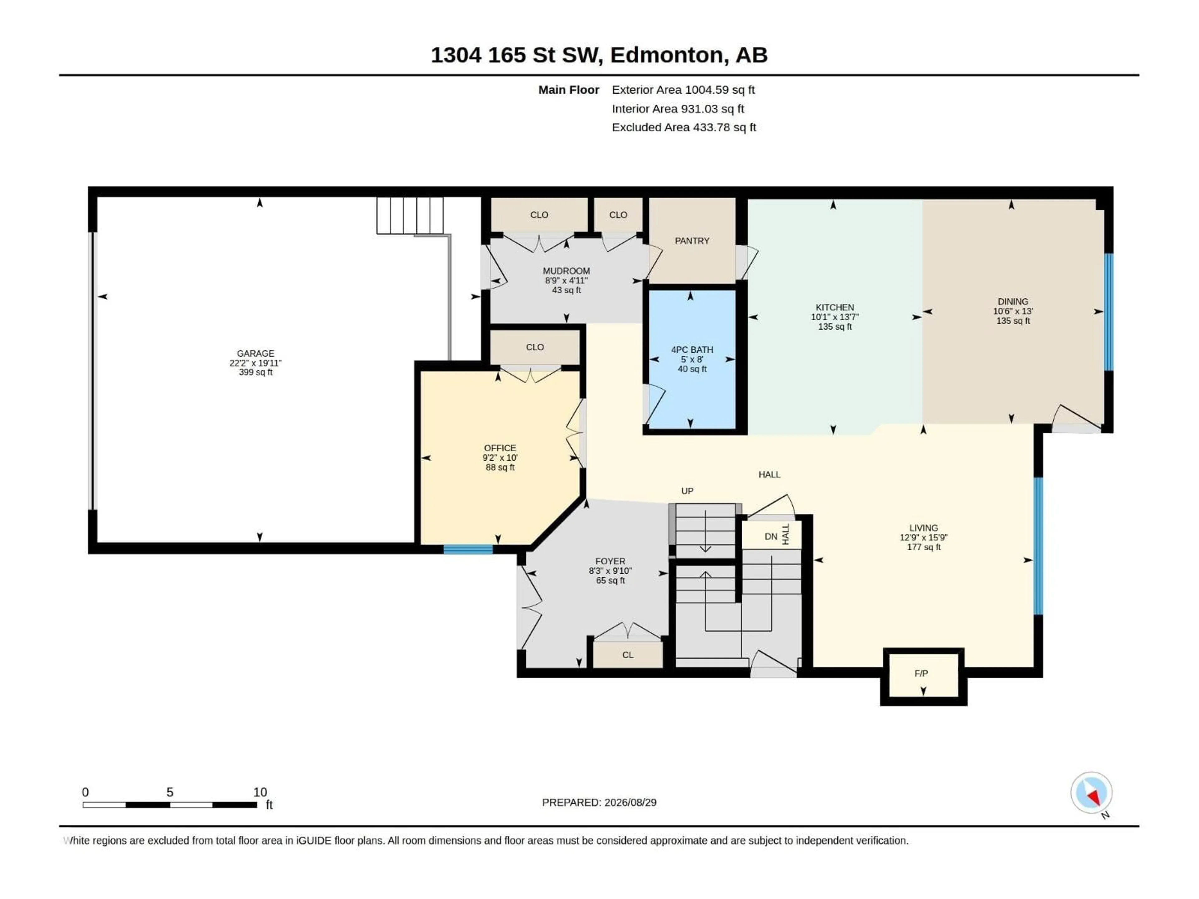 Floor plan for SW - 1304 165 ST, Edmonton Alberta T6W3S6