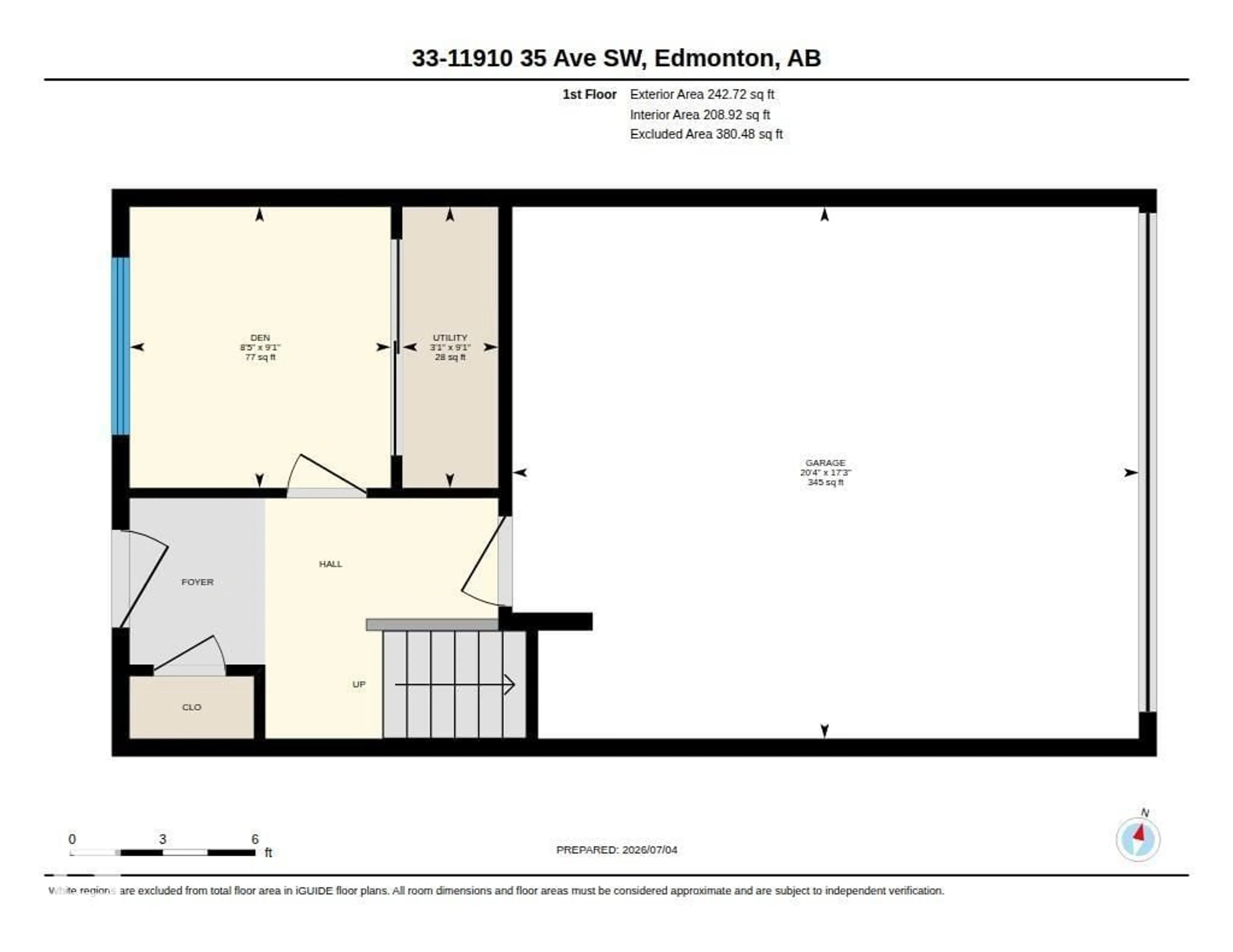 Floor plan for #33 - 11910 35 AV, Edmonton Alberta T6W4Z8