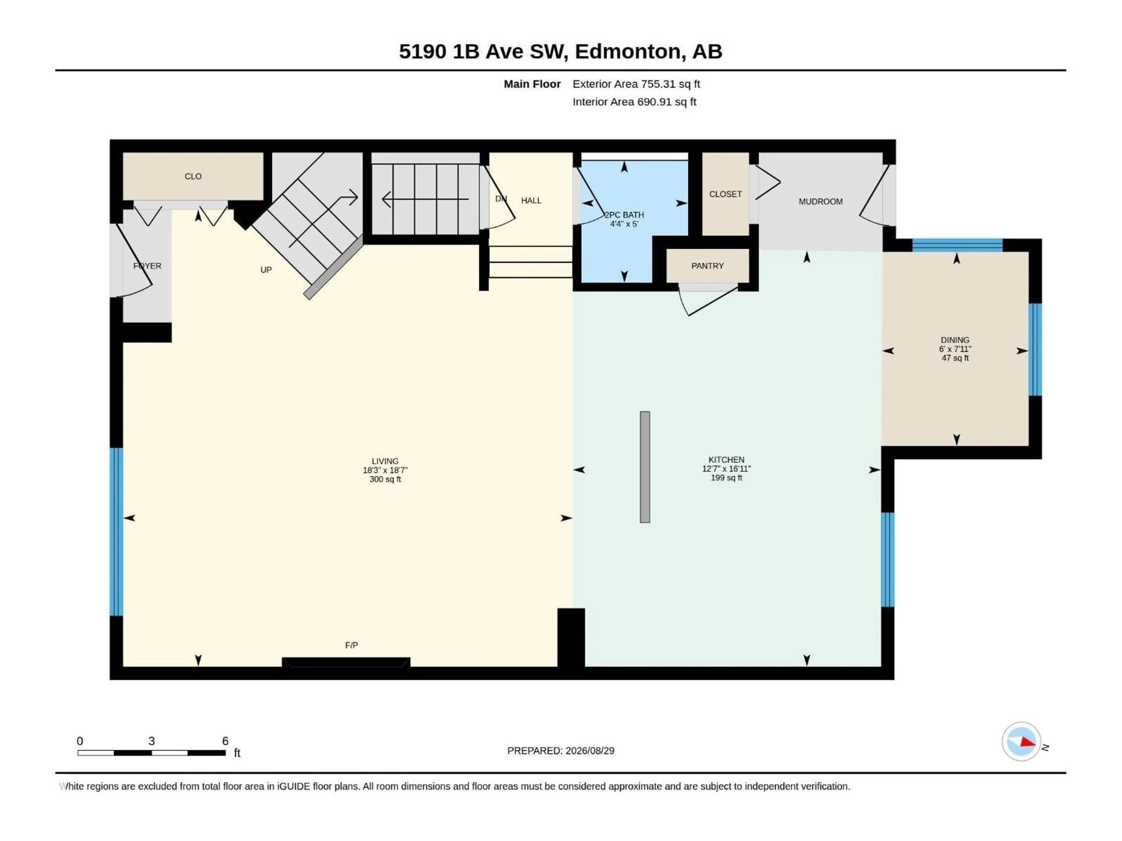 Floor plan for SW - 5190 1B AV, Edmonton Alberta T6X0Z6