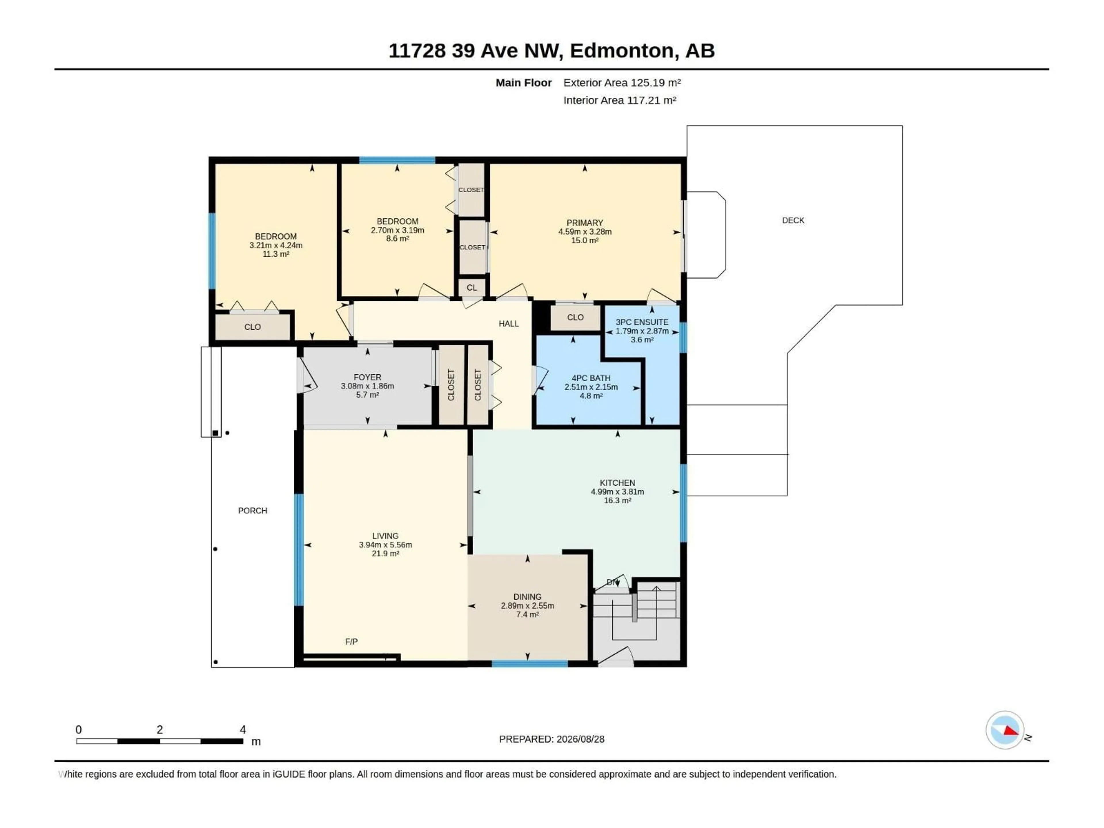Floor plan for 11728 39 AV, Edmonton Alberta T6J0M9