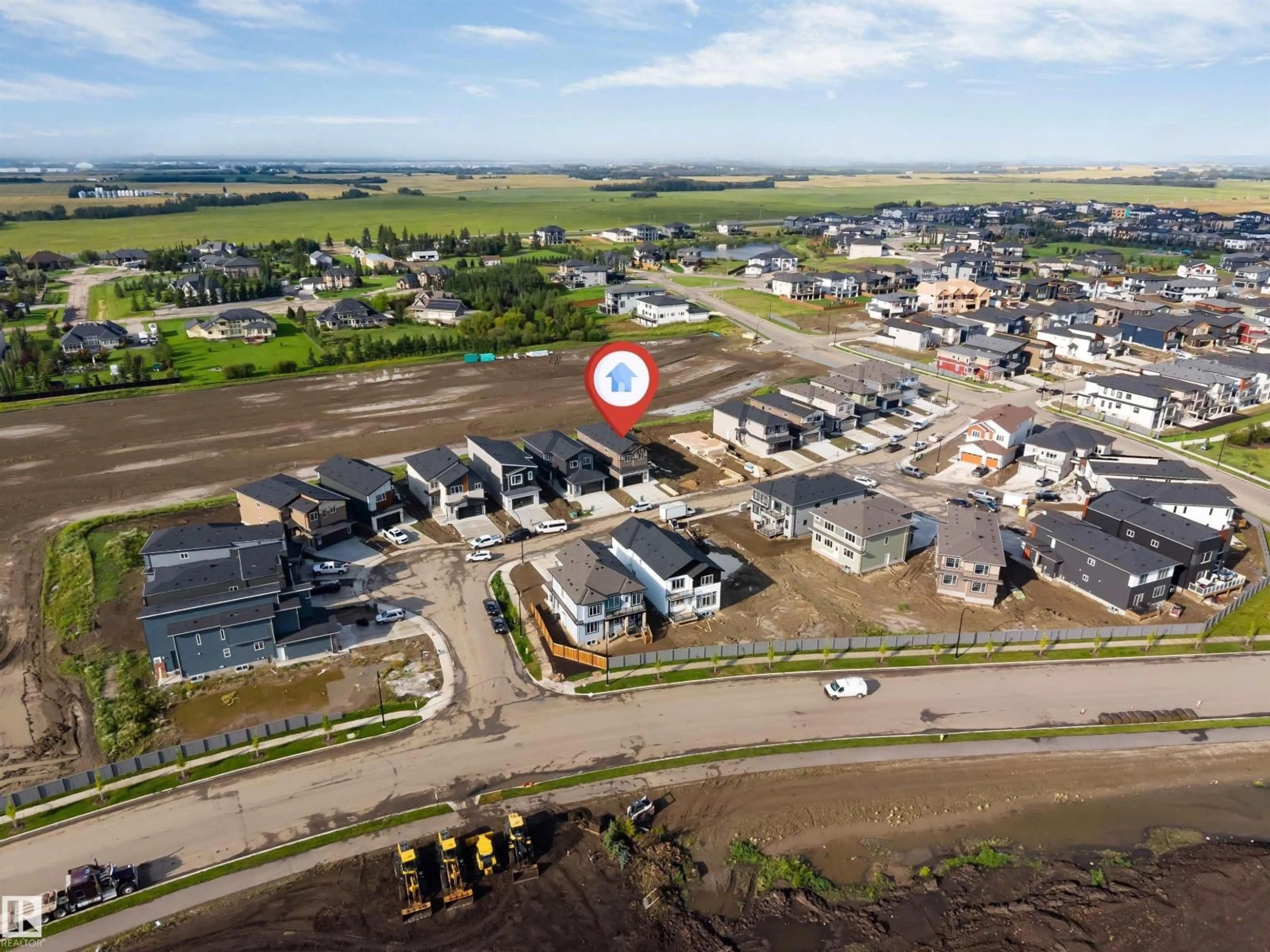 A pic from outside/outdoor area/front of a property/back of a property/a pic from drone, street for 2322 63 AV, Rural Leduc County Alberta T4X3A6