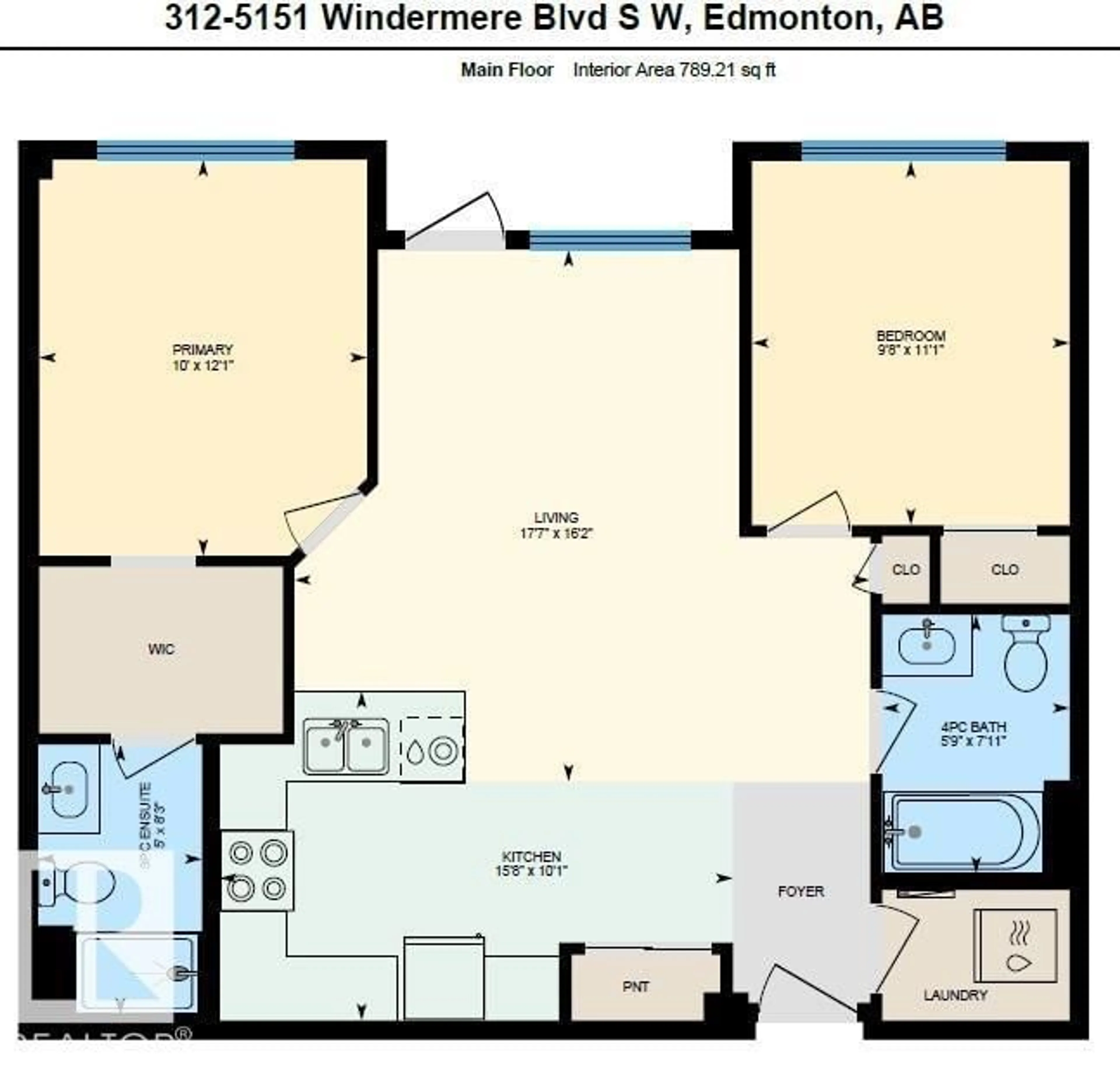 Floor plan for 312 - 5151 WINDERMERE BV, Edmonton Alberta T6W2K4