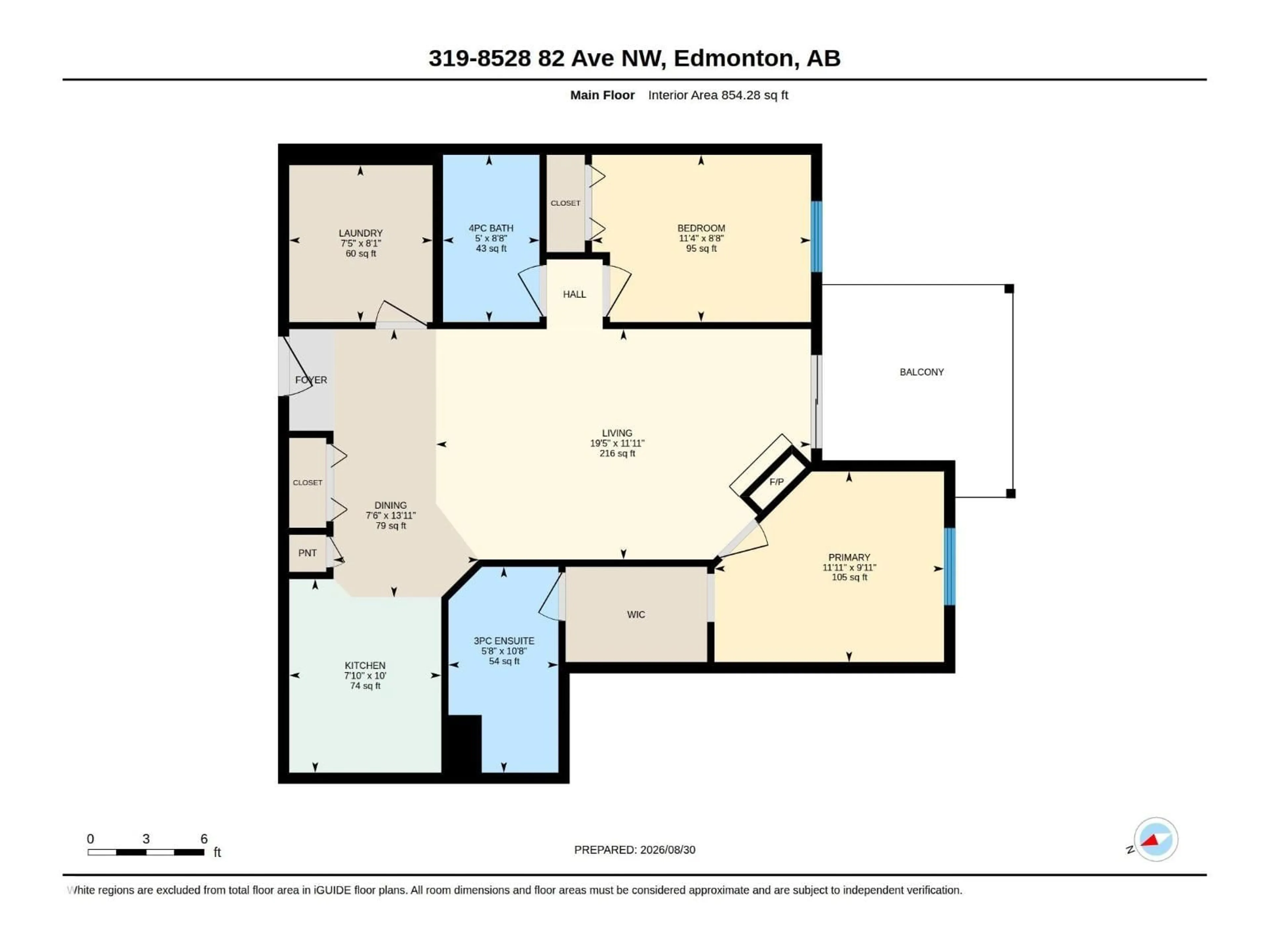 Floor plan for 319 - 8528 82 AV, Edmonton Alberta T6C0Y8