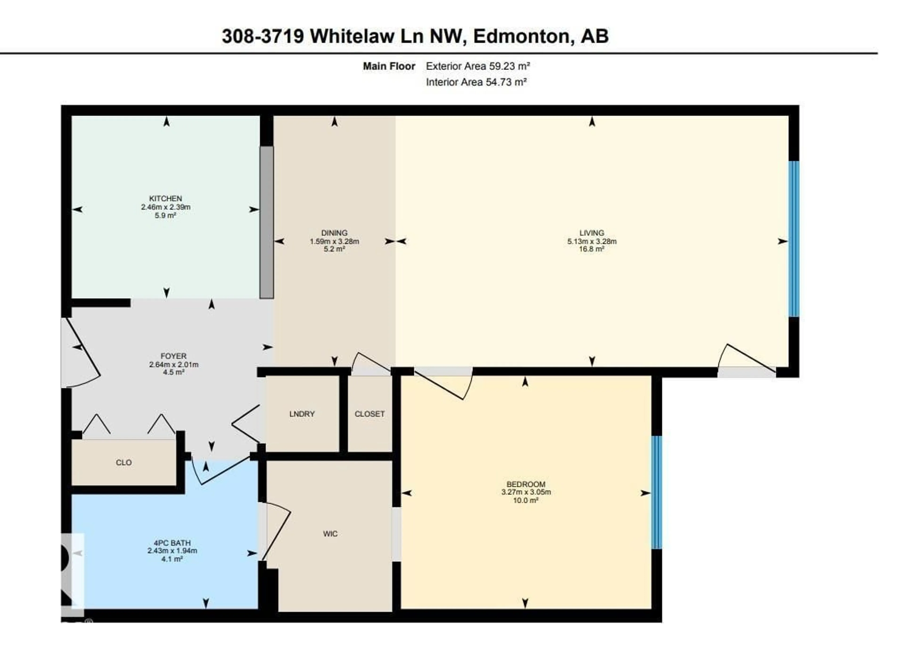 Floor plan for #308 - 3719 WHITELAW LN, Edmonton Alberta T6W2C3