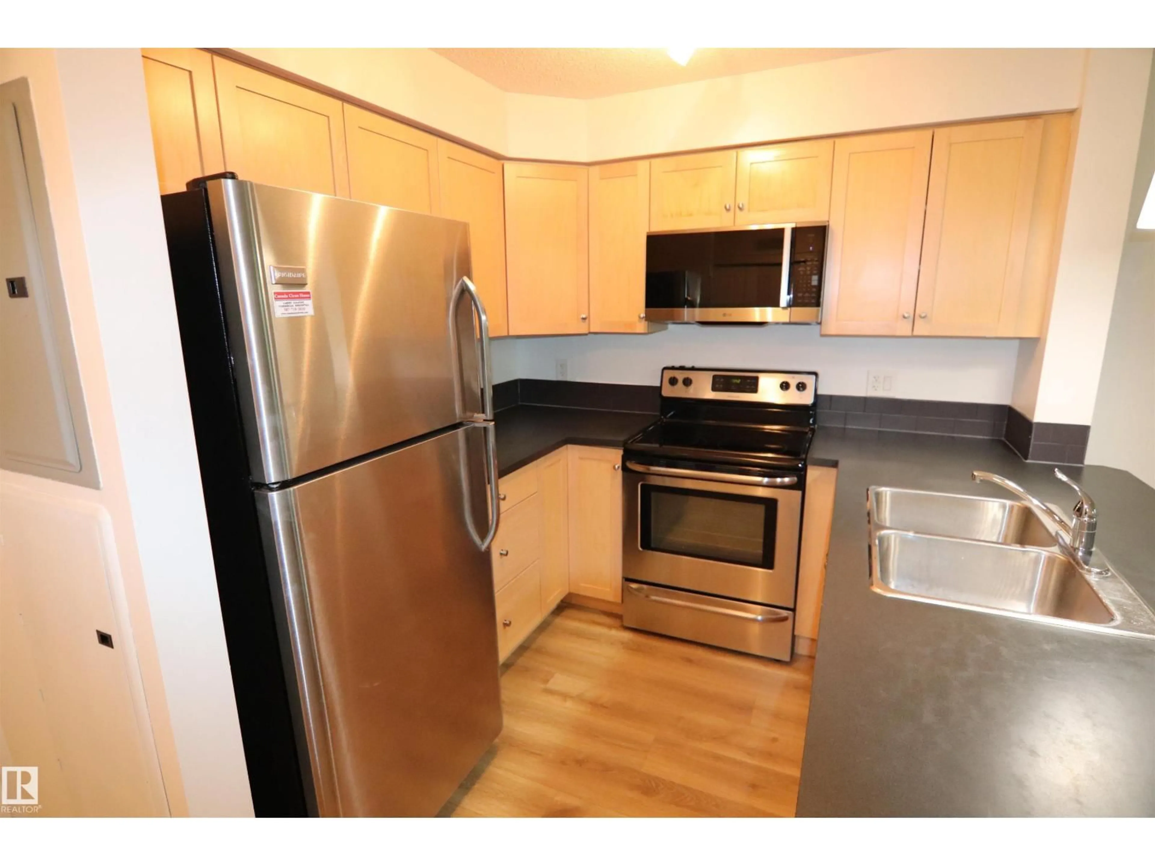 Standard kitchen, wood/laminate floor for #308 - 3719 WHITELAW LN, Edmonton Alberta T6W2C3
