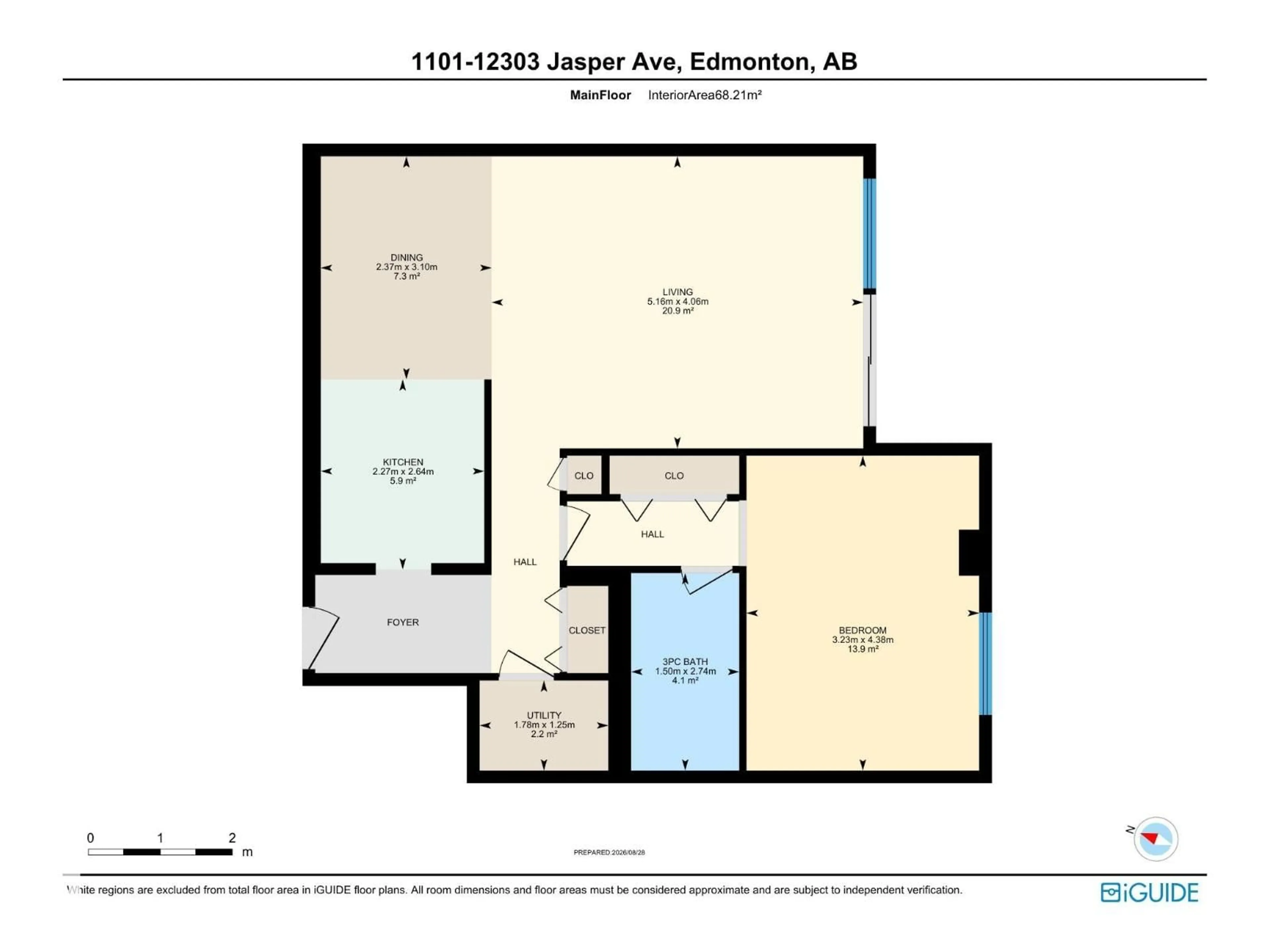 Floor plan for 12303 - 1101 JASPER AV, Edmonton Alberta T5N3K7
