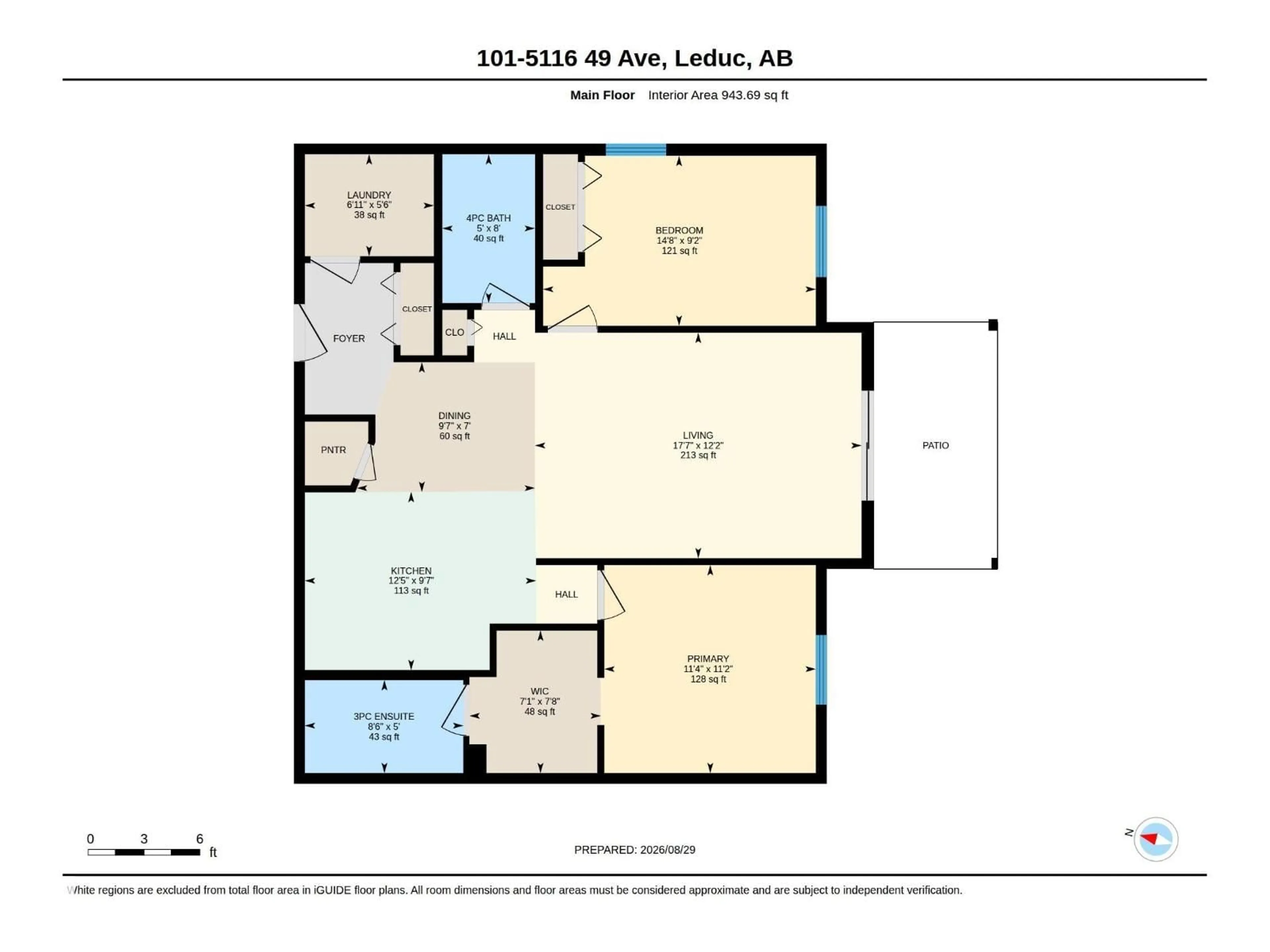 Floor plan for #101 - 5116 49 AV, Leduc Alberta T9E8K1