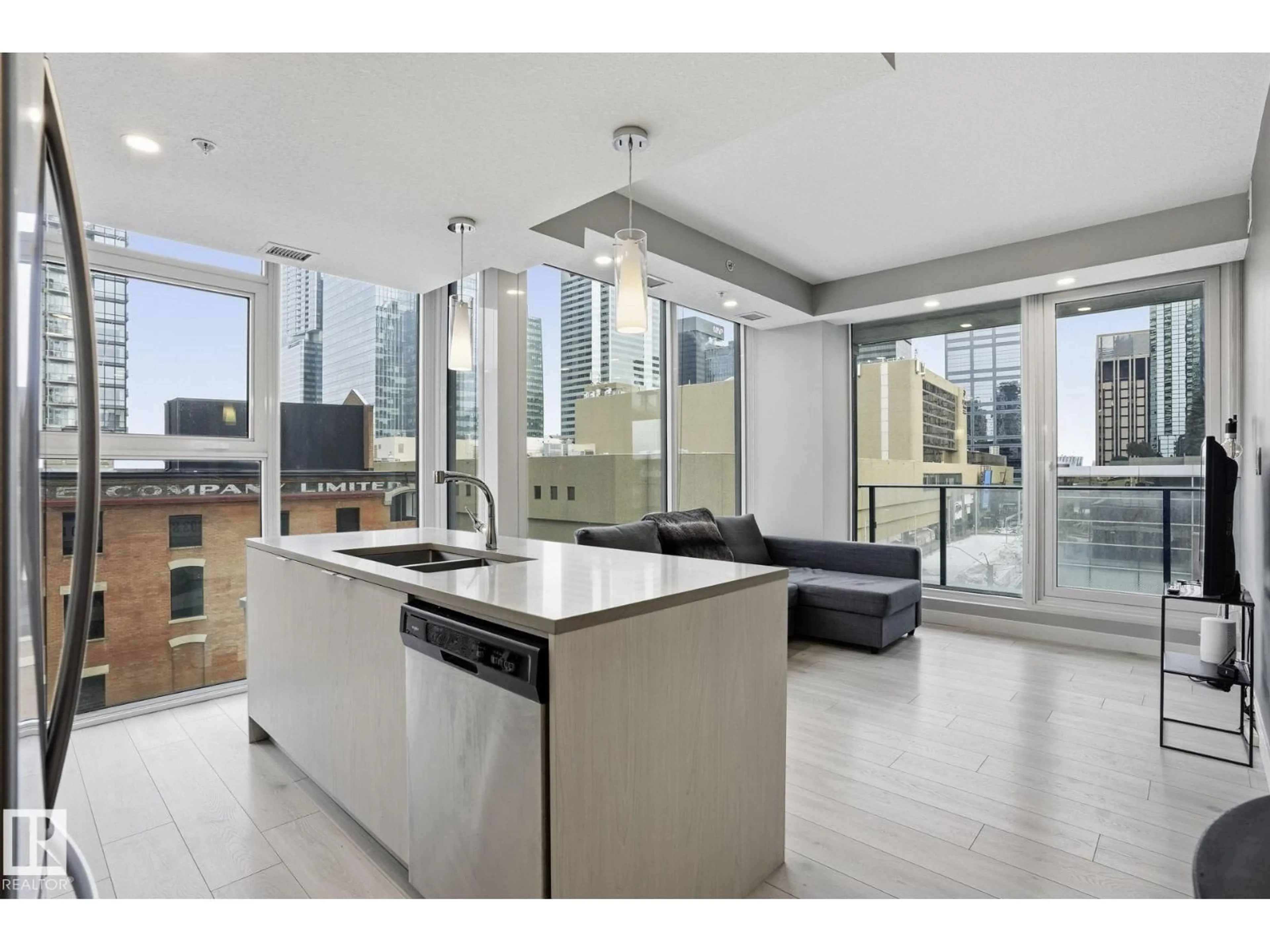 Open concept kitchen, ceramic/tile floor for 503 - 10180 103 ST NW, Edmonton Alberta T8R1A9