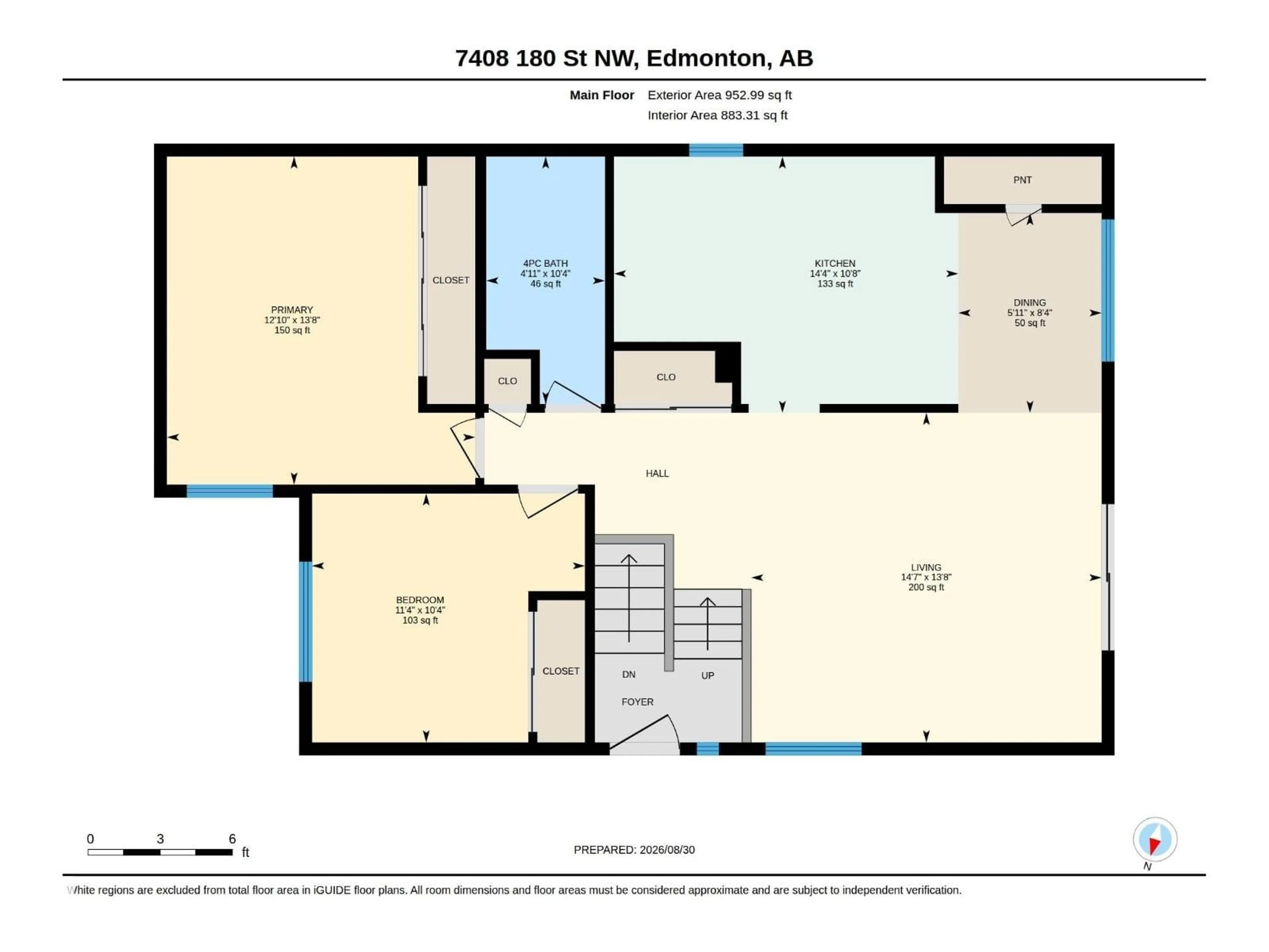 Floor plan for 7408 180 STREET, Edmonton Alberta T5T2K8