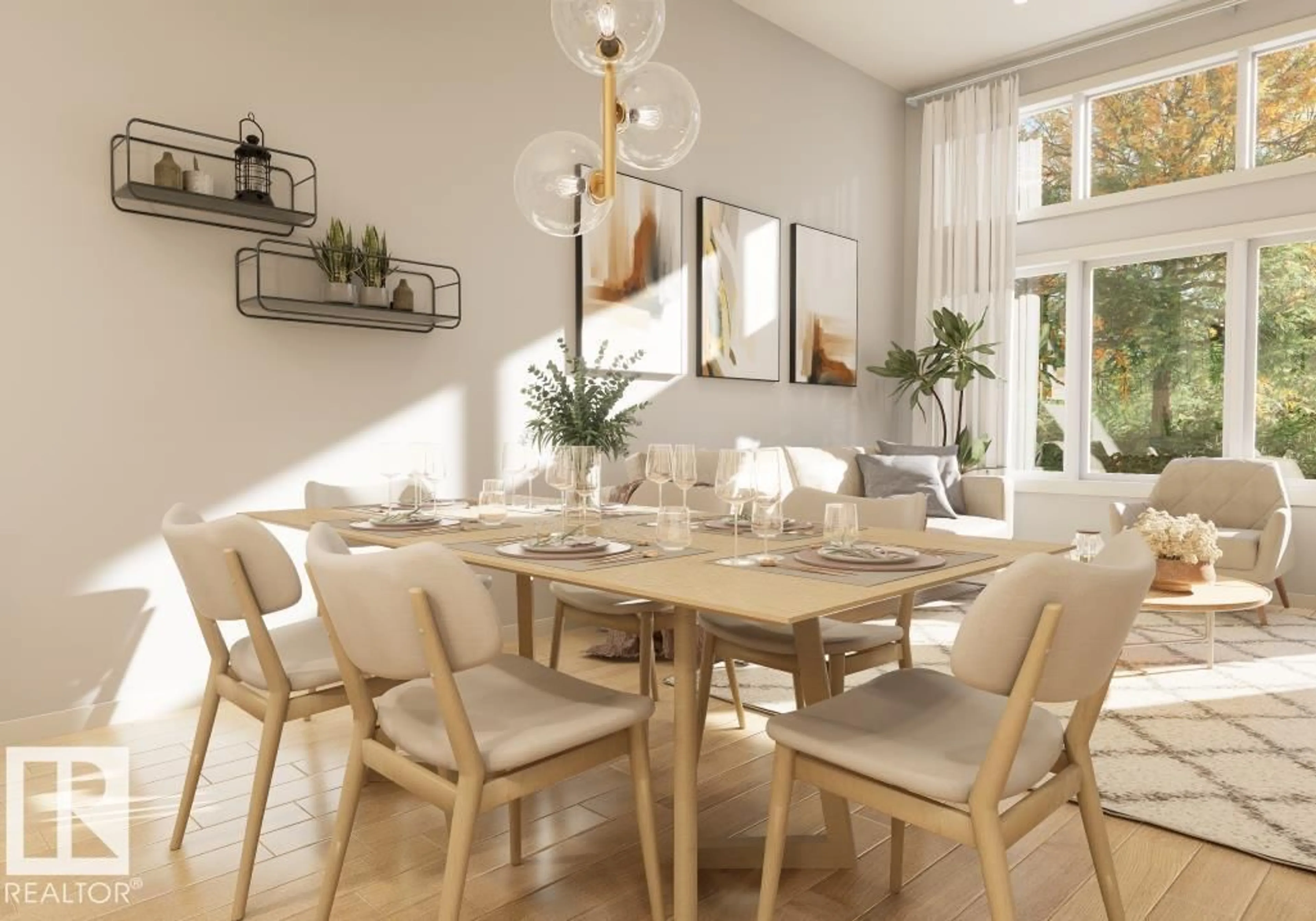 Dining room, wood/laminate floor for SW - 15856 27 AV, Edmonton Alberta T6W5K4