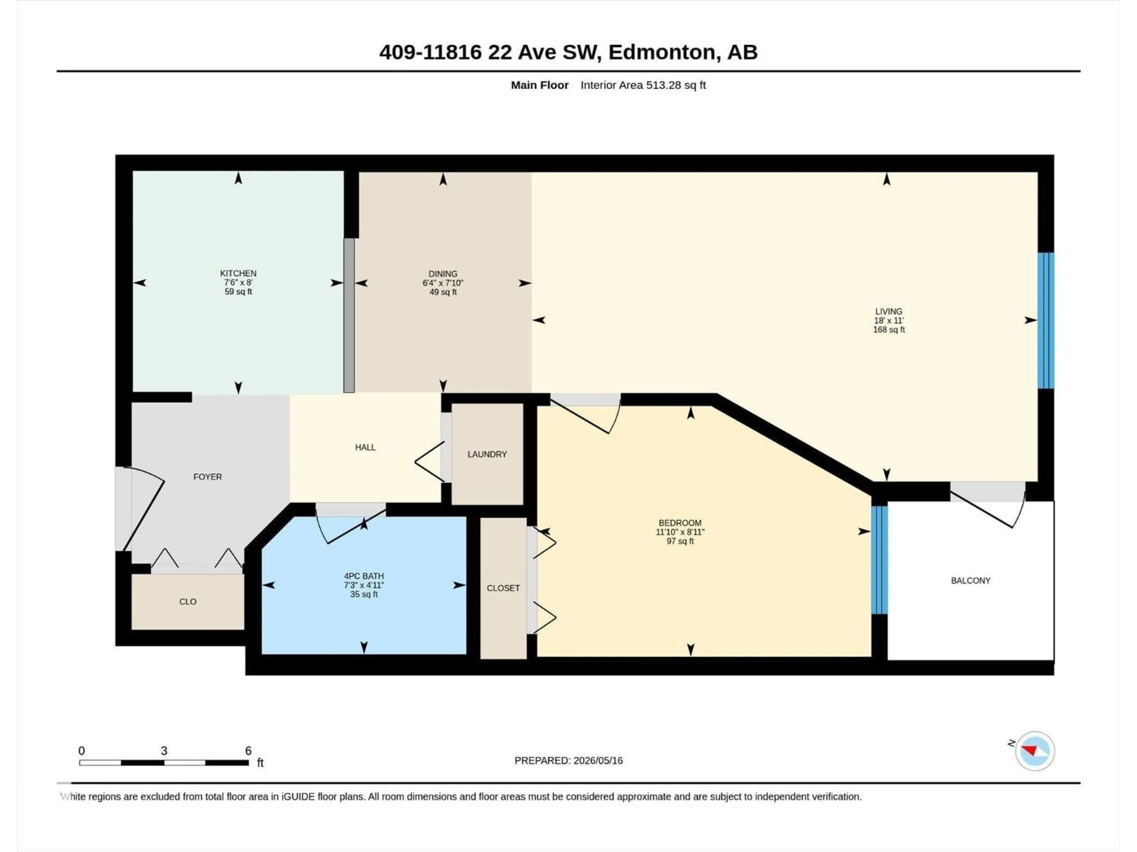 Floor plan for #409 - 11816 22 AV, Edmonton Alberta T6W2A2