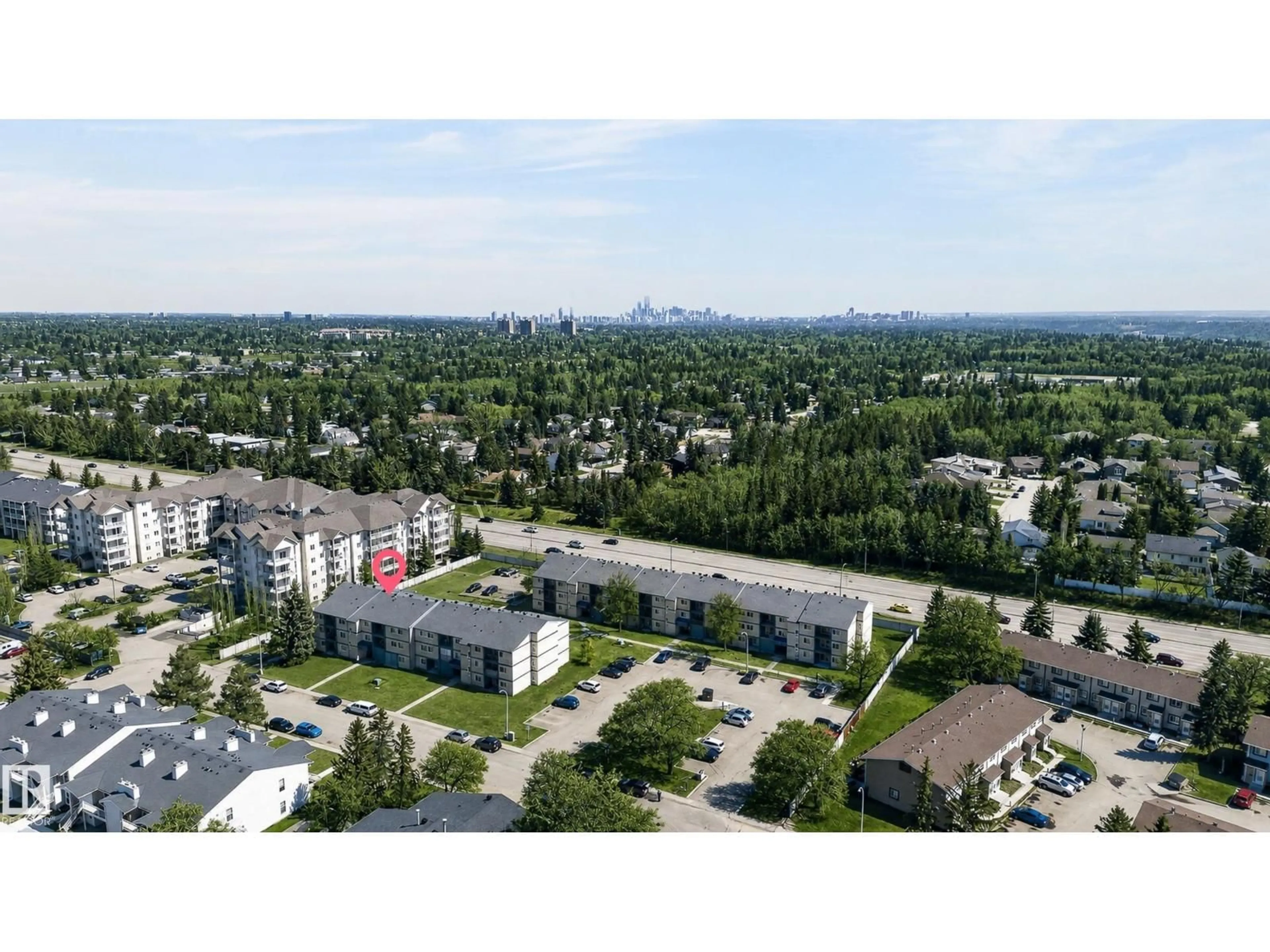 A pic from outside/outdoor area/front of a property/back of a property/a pic from drone, city buildings view from balcony for #204 - 7407 171 ST, Edmonton Alberta T5T2R1