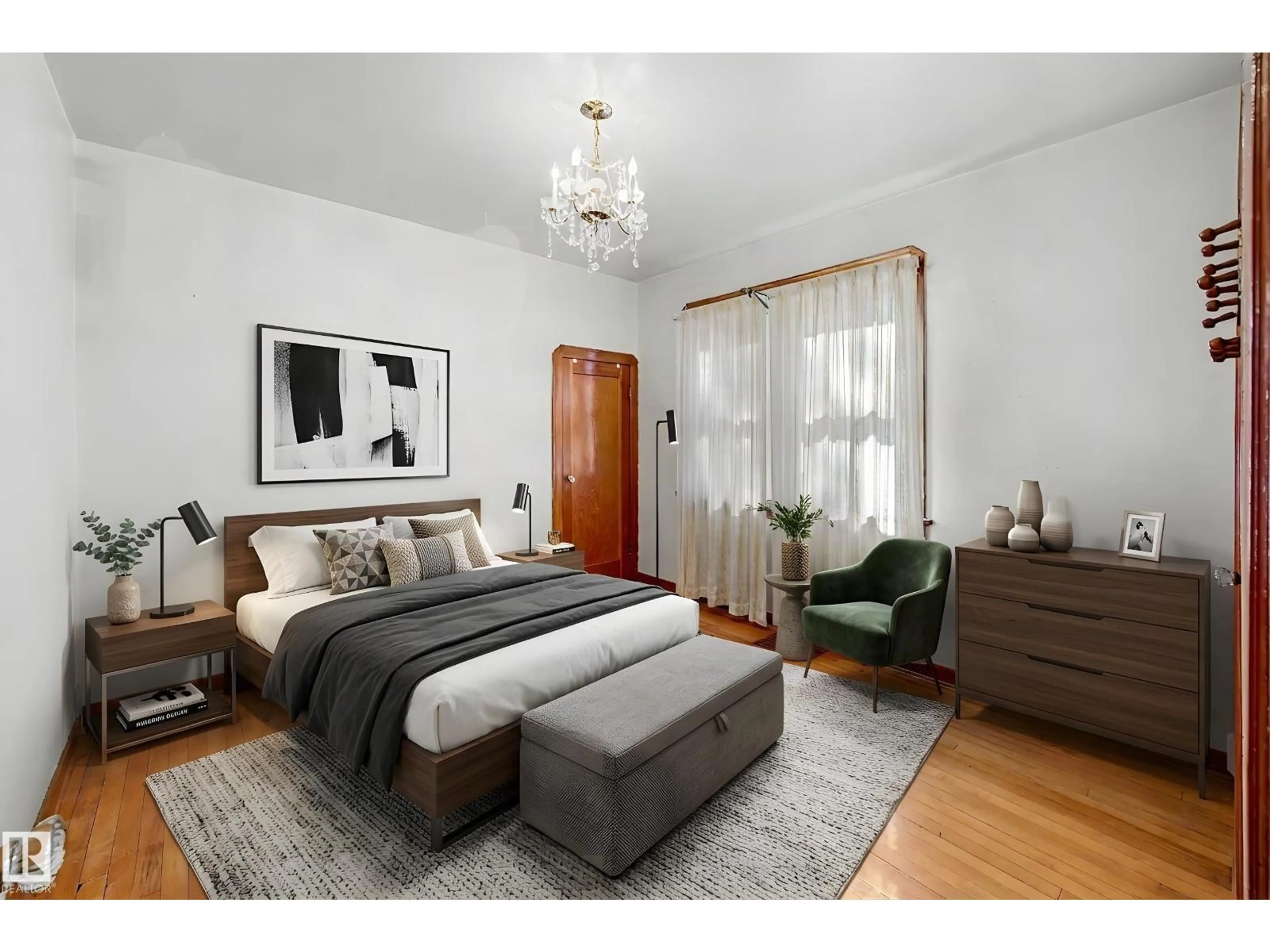 Bedroom with bed, unknown for NW - 11348 85 ST, Edmonton Alberta T5B3C8