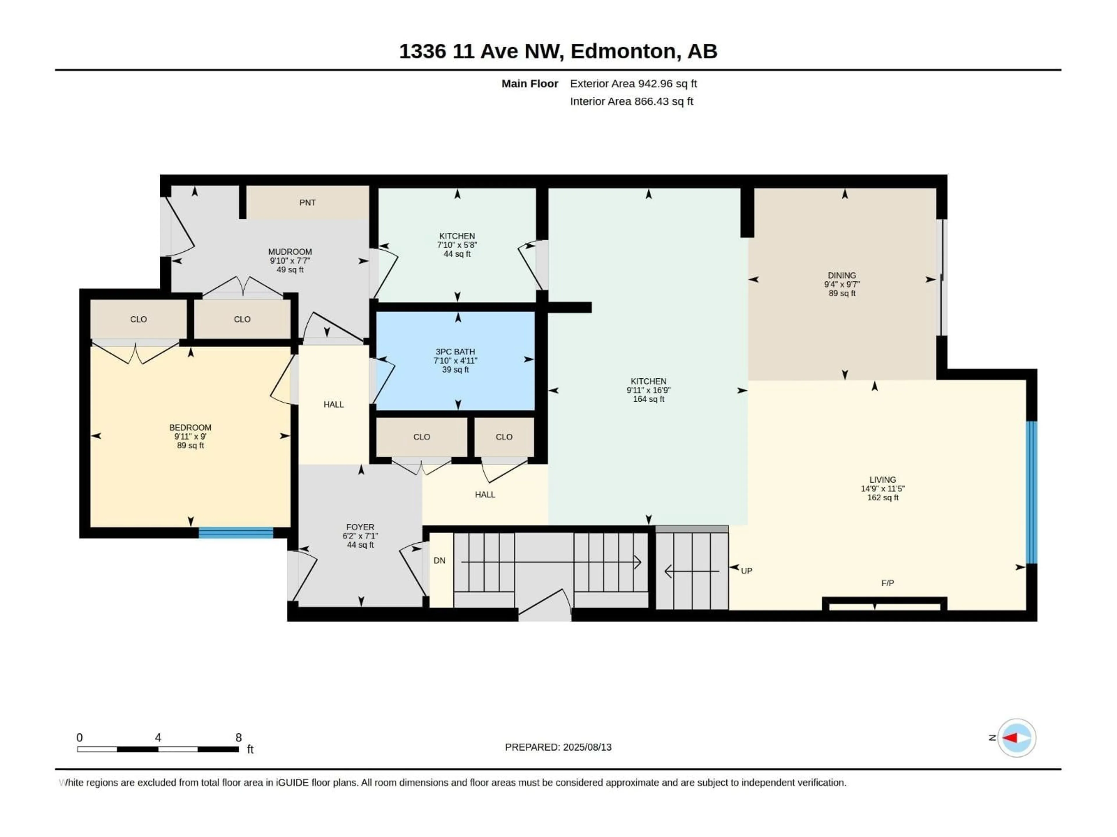 Floor plan for 1336 11 AV, Edmonton Alberta T6T2W4