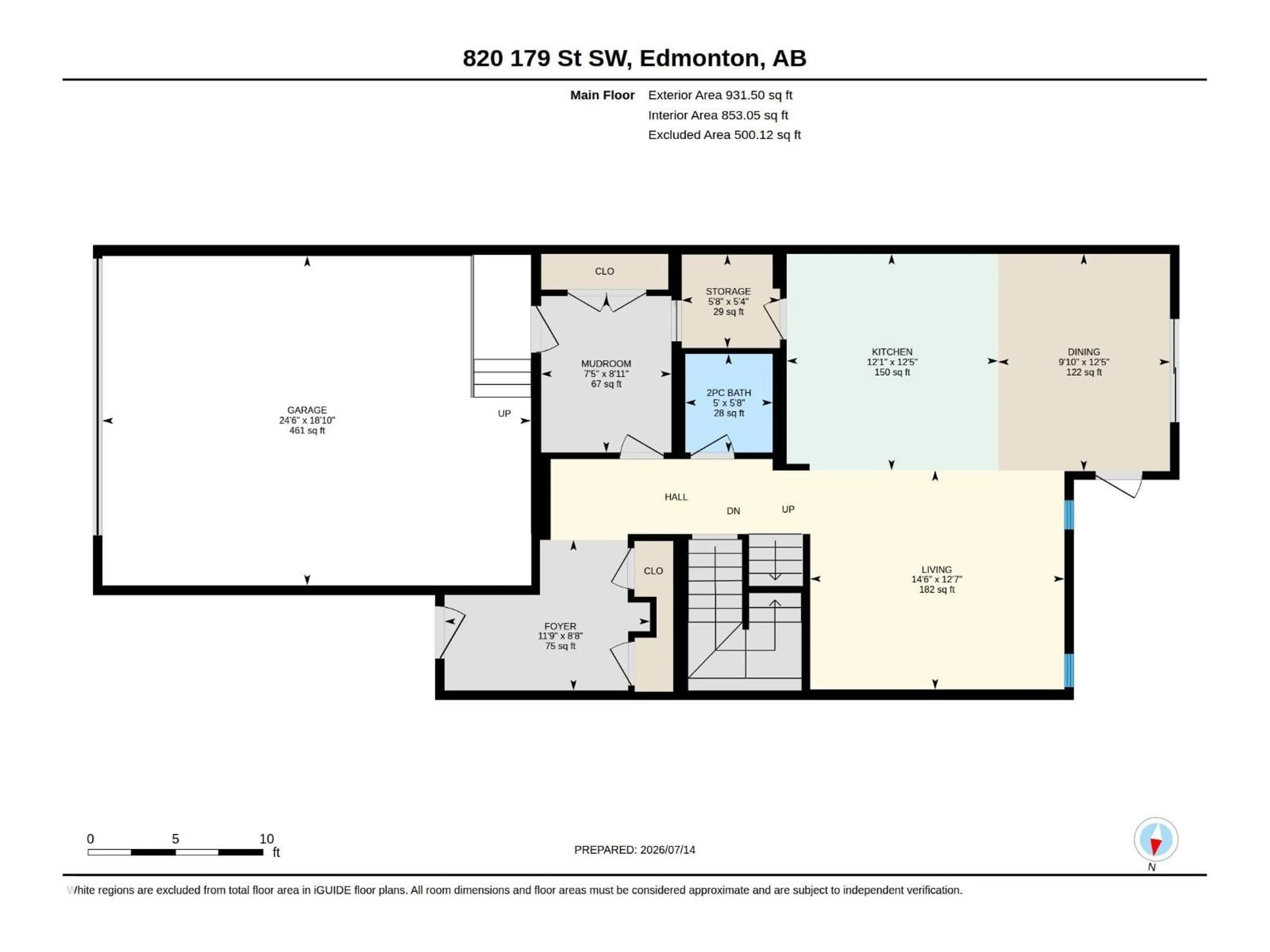 Floor plan for SW - 820 179 ST, Edmonton Alberta T6W2S7