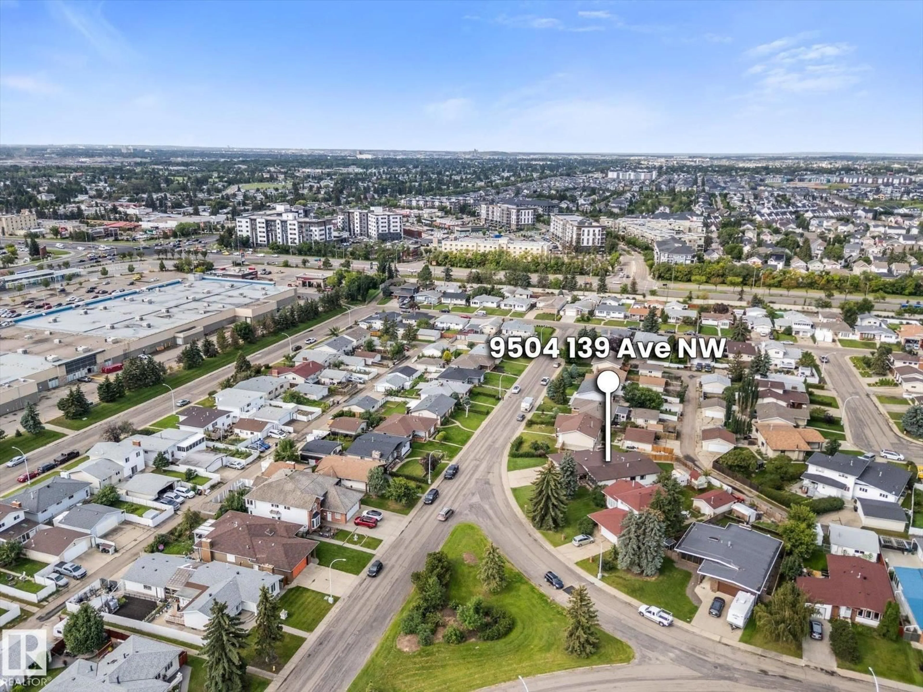 A pic from outside/outdoor area/front of a property/back of a property/a pic from drone, street for 9504 139 AV, Edmonton Alberta T5E5Z8