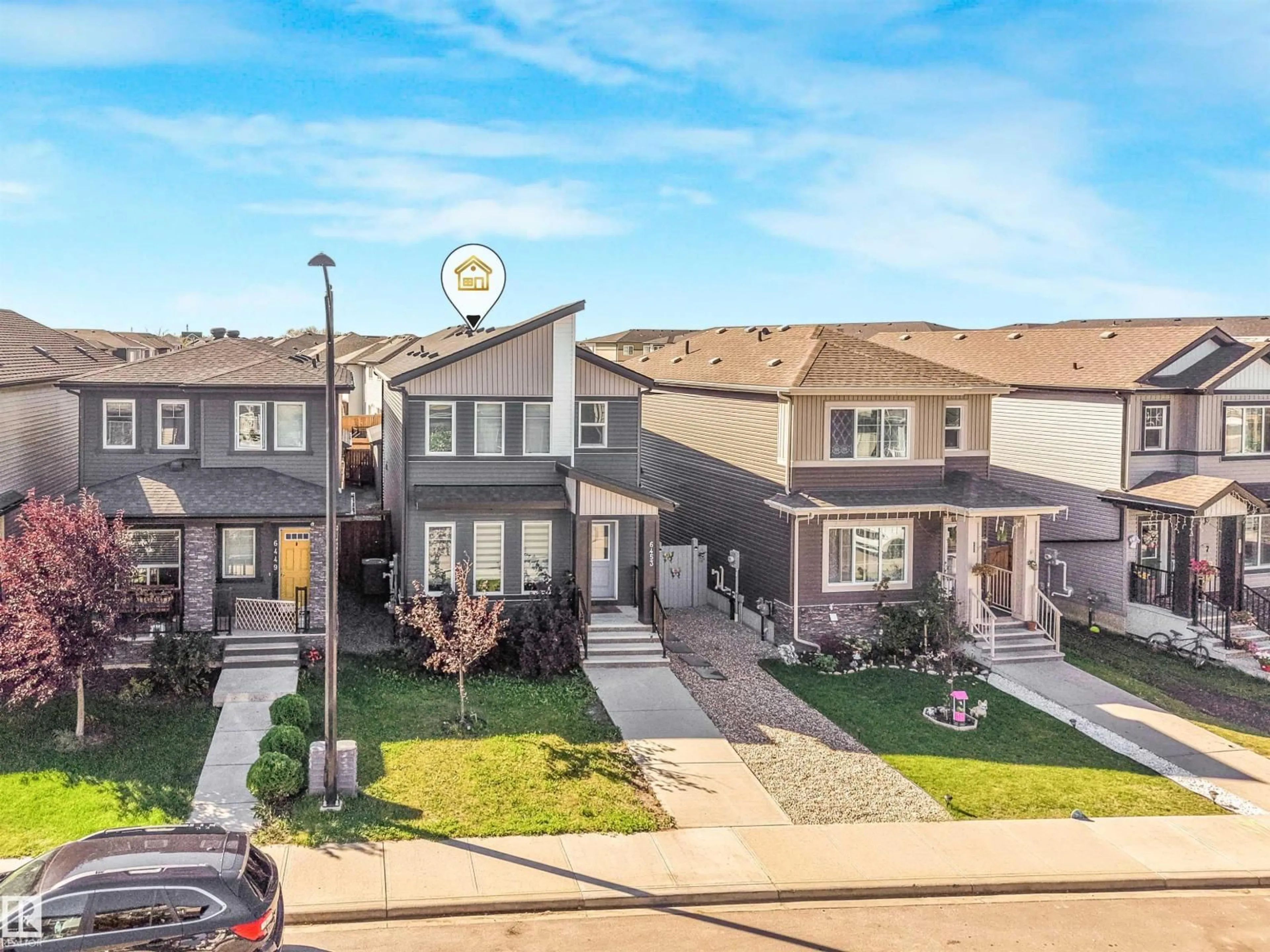 A pic from outside/outdoor area/front of a property/back of a property/a pic from drone, street for 6453 177A AV, Edmonton Alberta T5Y3X2