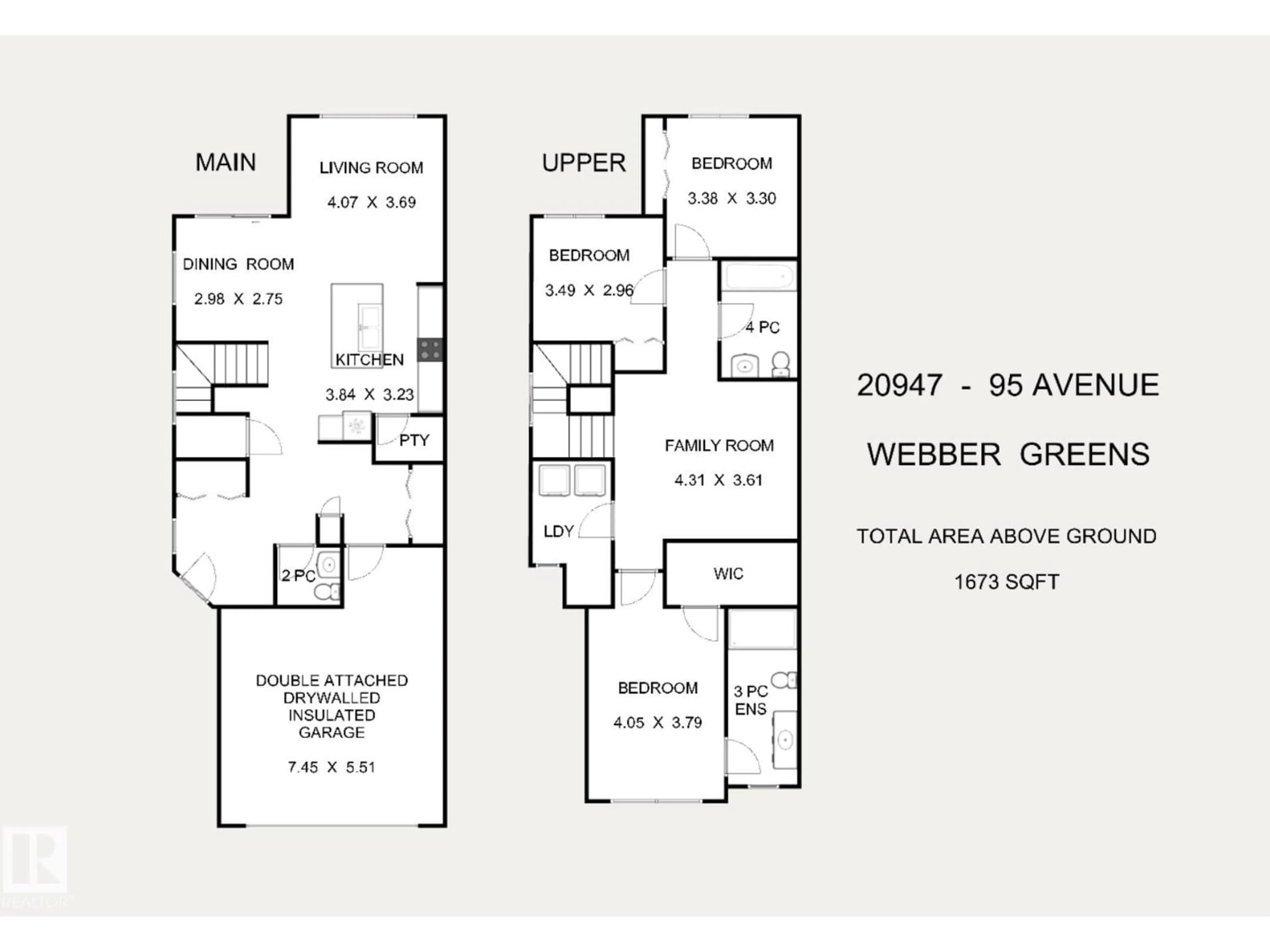 Floor plan for 20947 95 AV, Edmonton Alberta T5T7J6