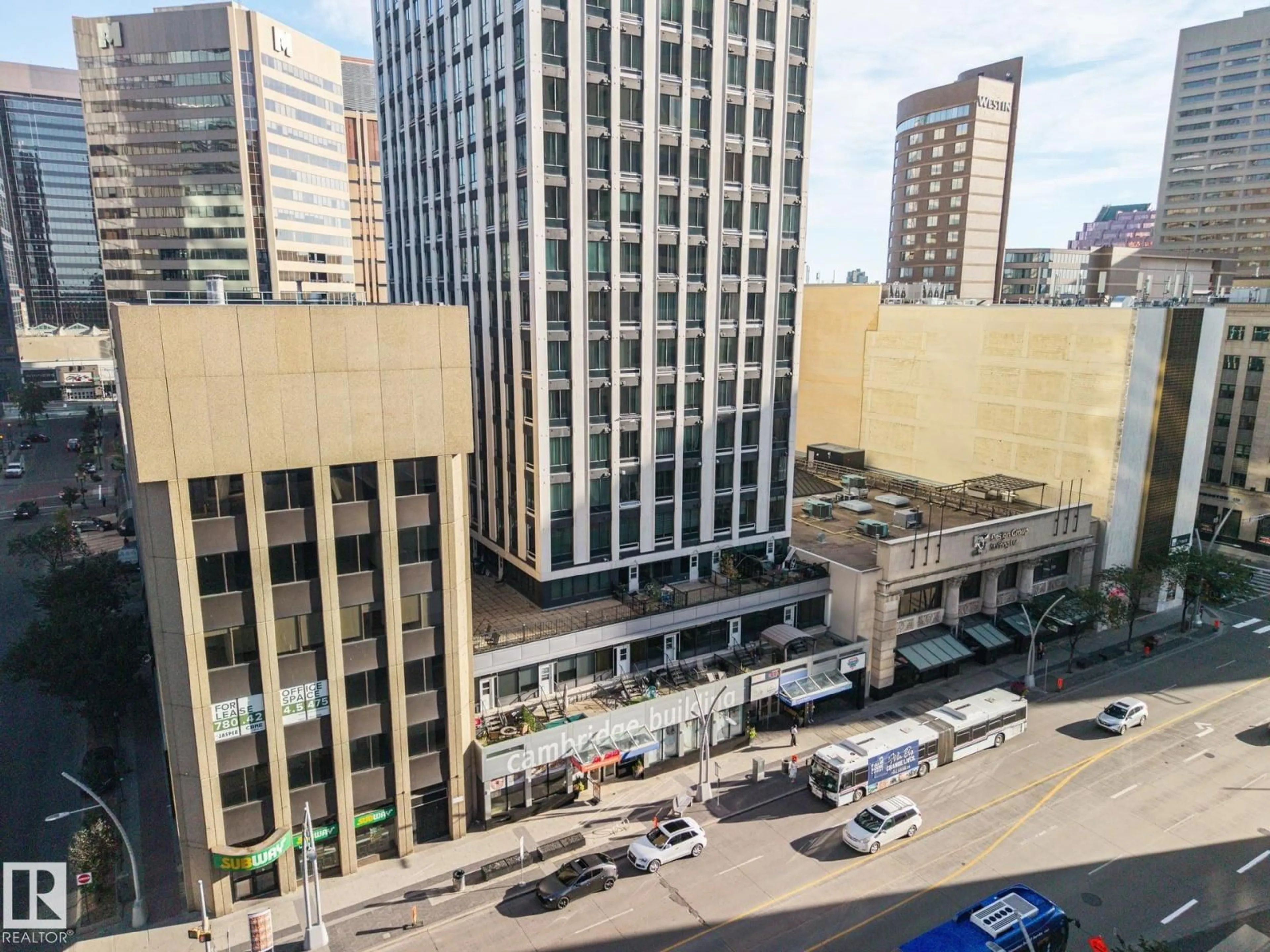 A pic from outside/outdoor area/front of a property/back of a property/a pic from drone, city buildings view from balcony for 1313 JASPER AV, Edmonton Alberta T5J1R9