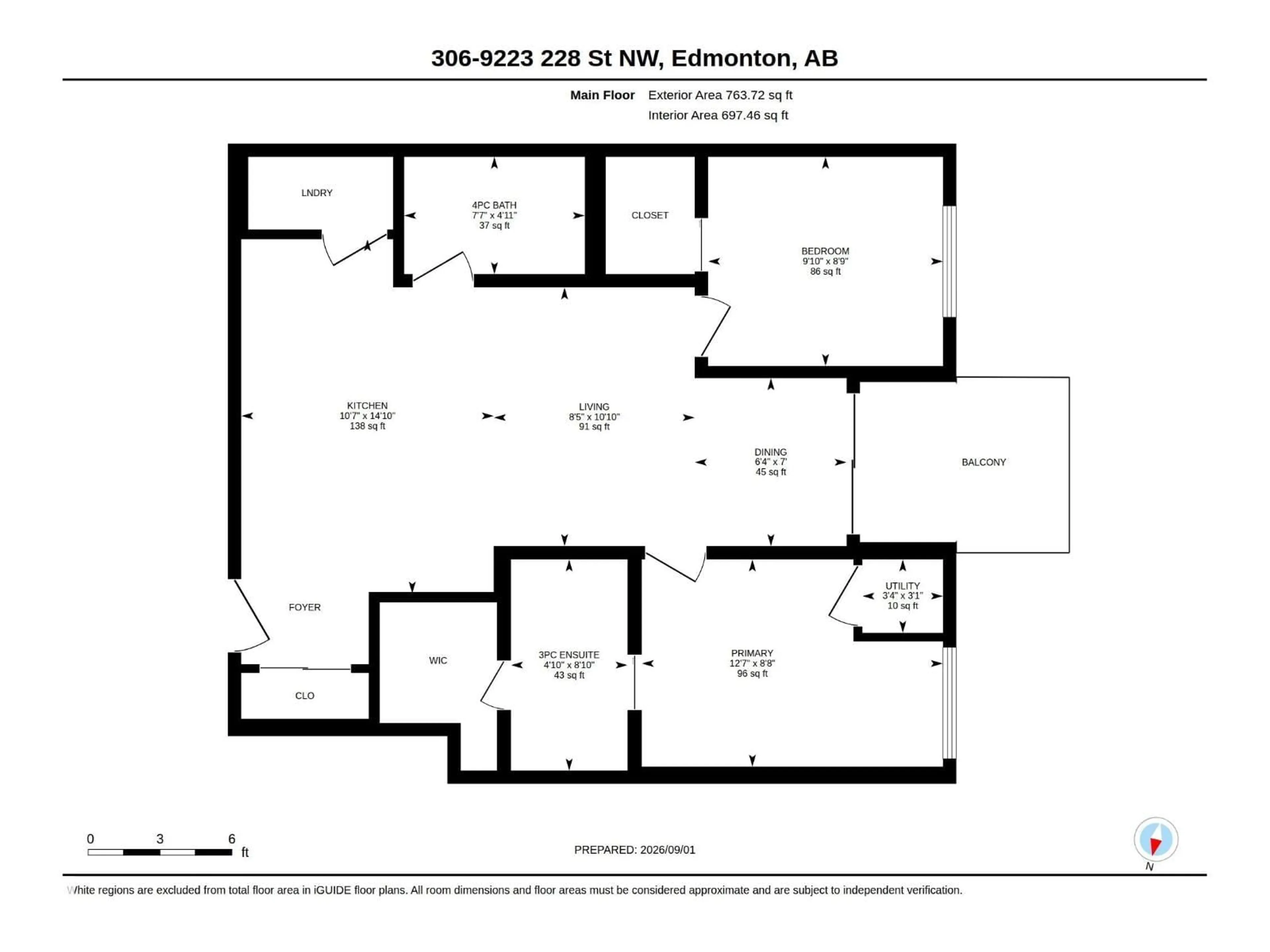 Floor plan for #306 - 9223 228 ST, Edmonton Alberta T5T4T1