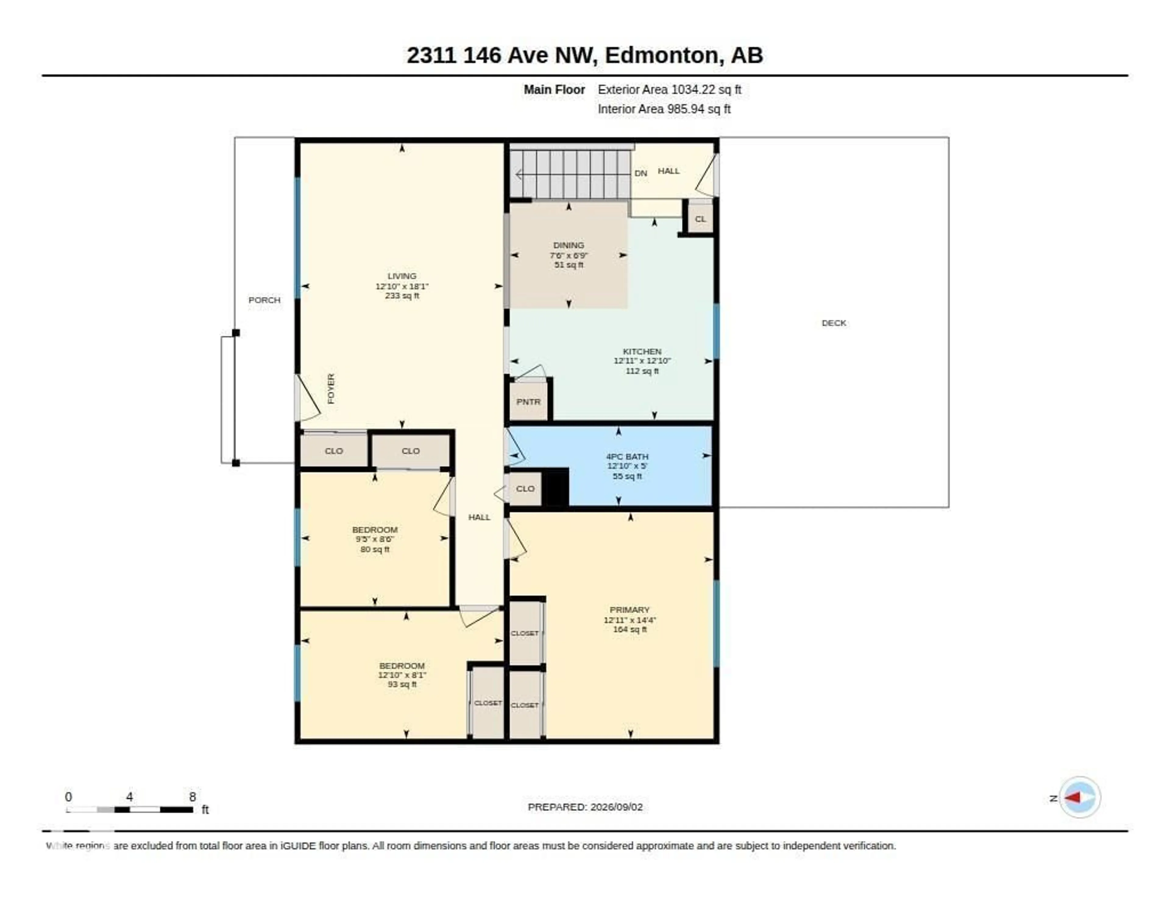 Floor plan for 2311 146 AV, Edmonton Alberta T5Y1W4