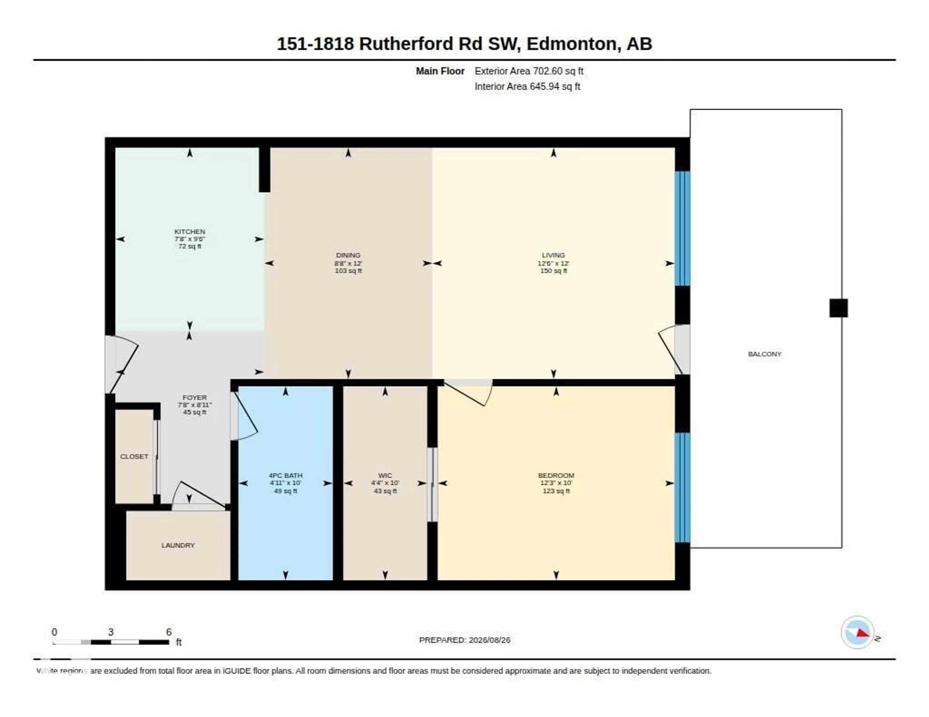 Floor plan for #151 - 1818 RUTHERFORD RD, Edmonton Alberta T6W2K6