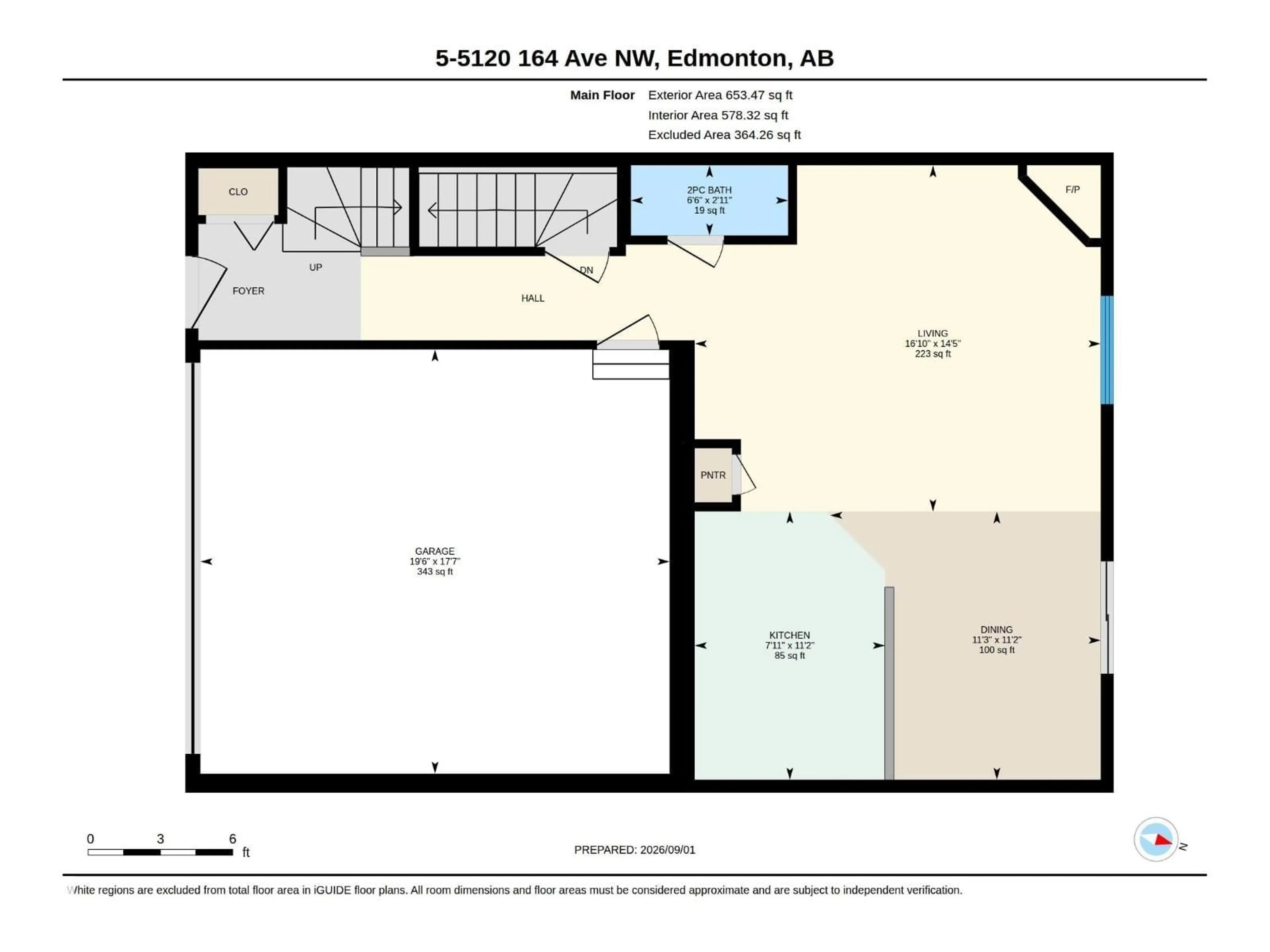 Floor plan for 5 - 5120 164 AV, Edmonton Alberta T5Y0L7
