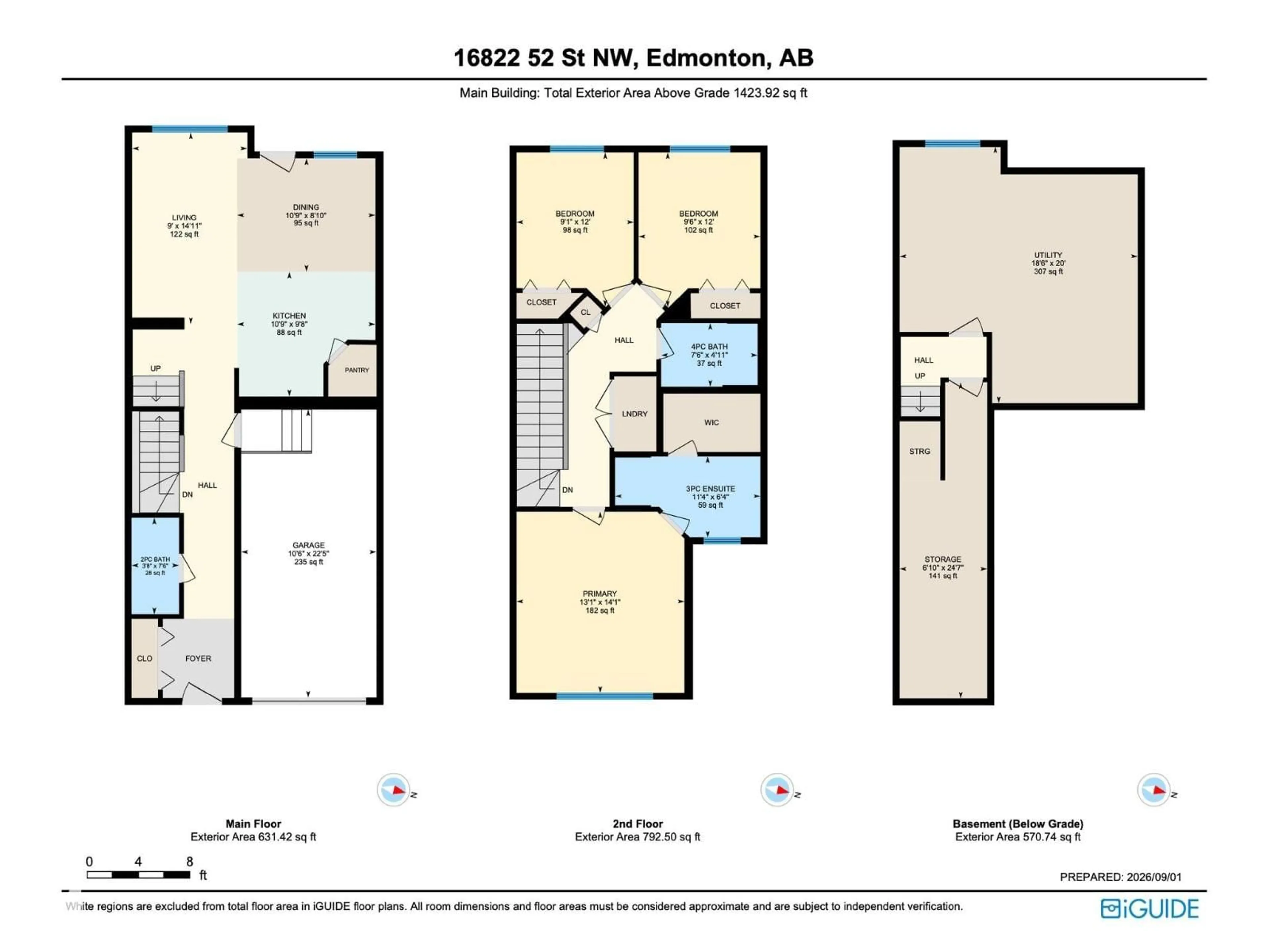 Floor plan for NW - 16822 52 ST, Edmonton Alberta T5Y0R9