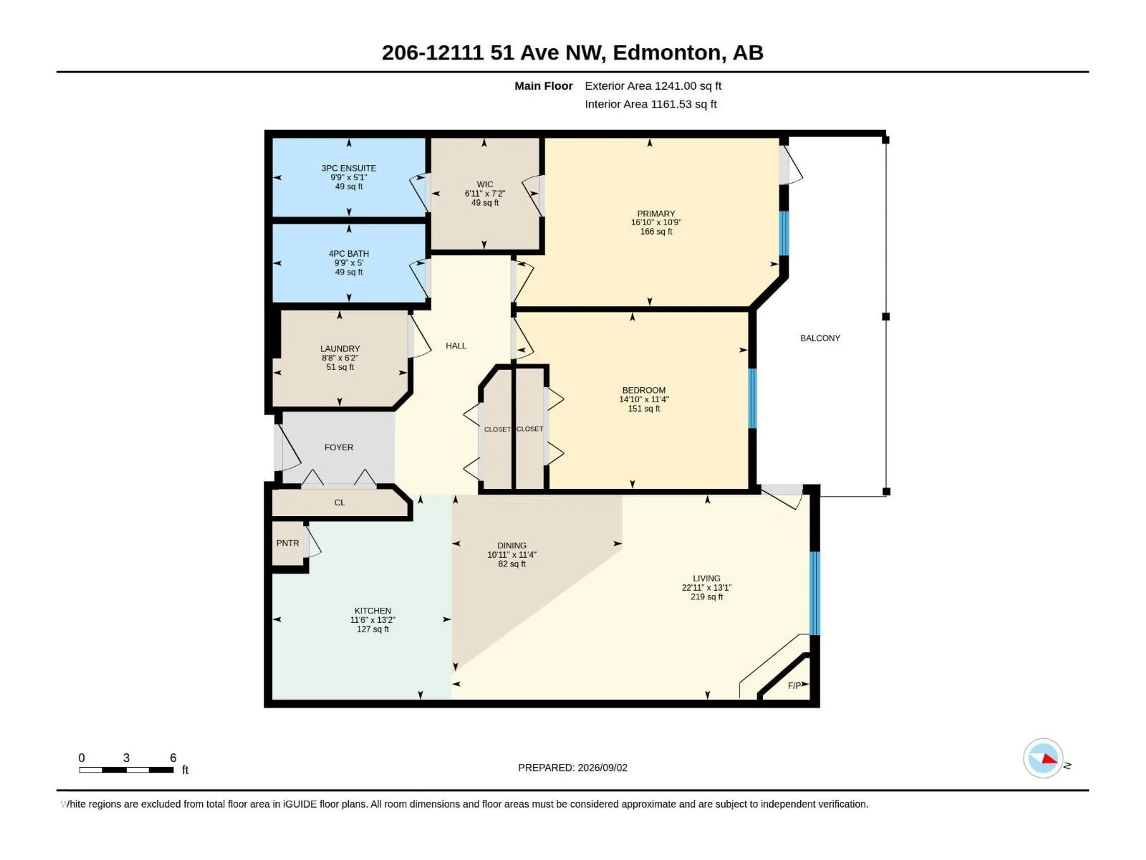 Floor plan for #206 - 12111 51 AV, Edmonton Alberta T6H6A3