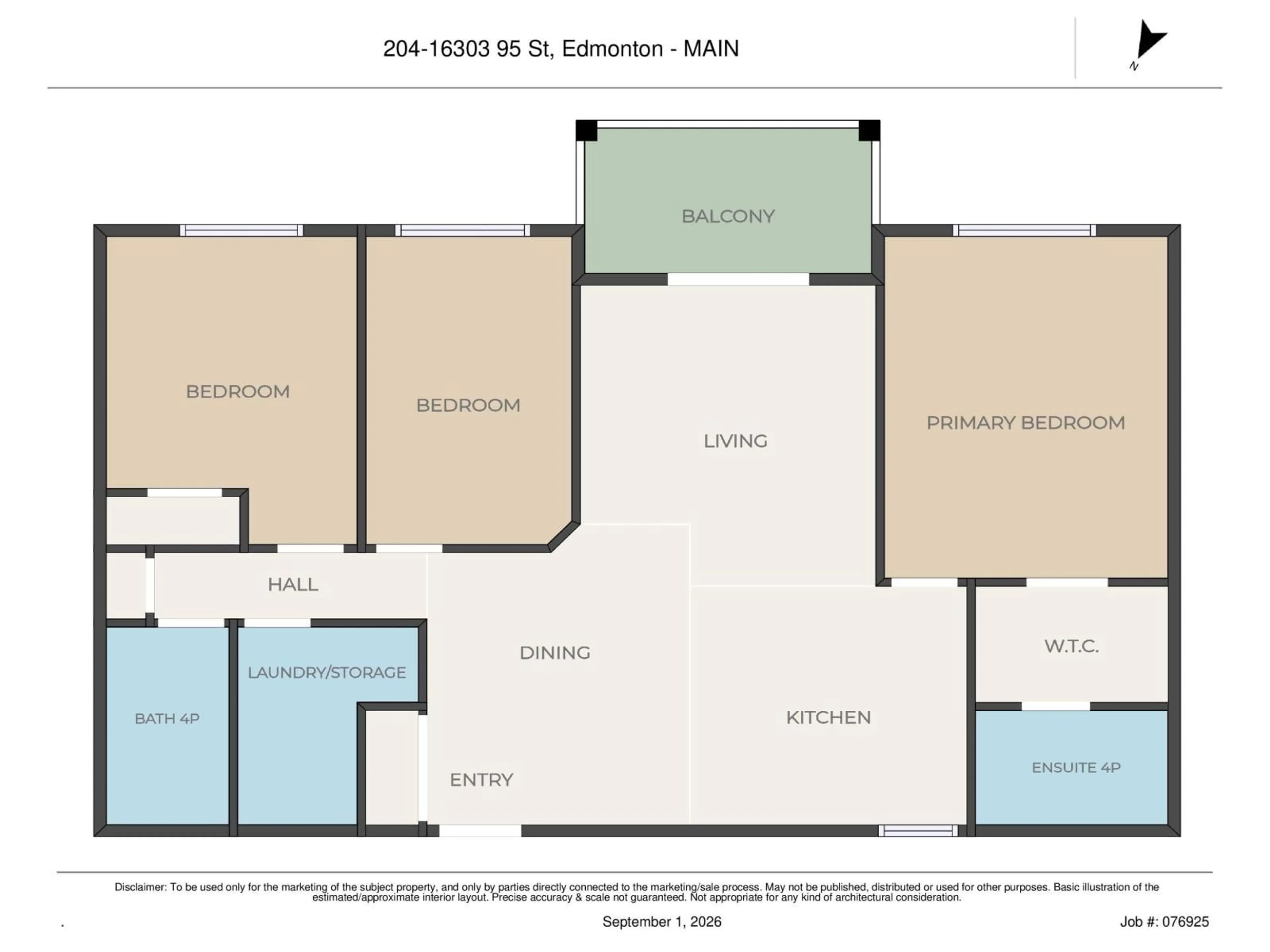 Floor plan for #204 - 16303 95 ST NW, Edmonton Alberta T5Z3V1