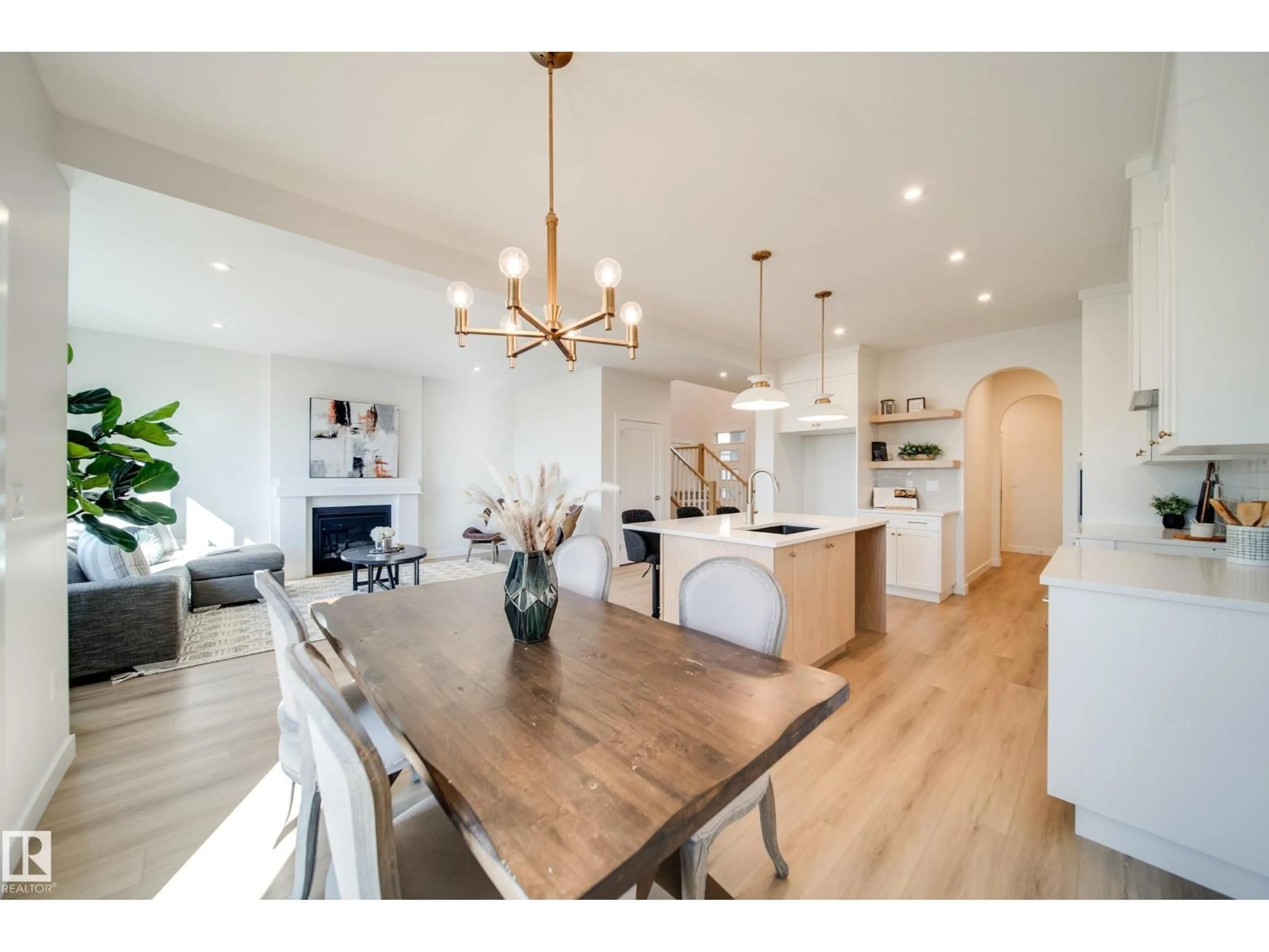 Open concept kitchen, wood/laminate floor for 77 CHARTRES CL, St. Albert Alberta T8T2E1