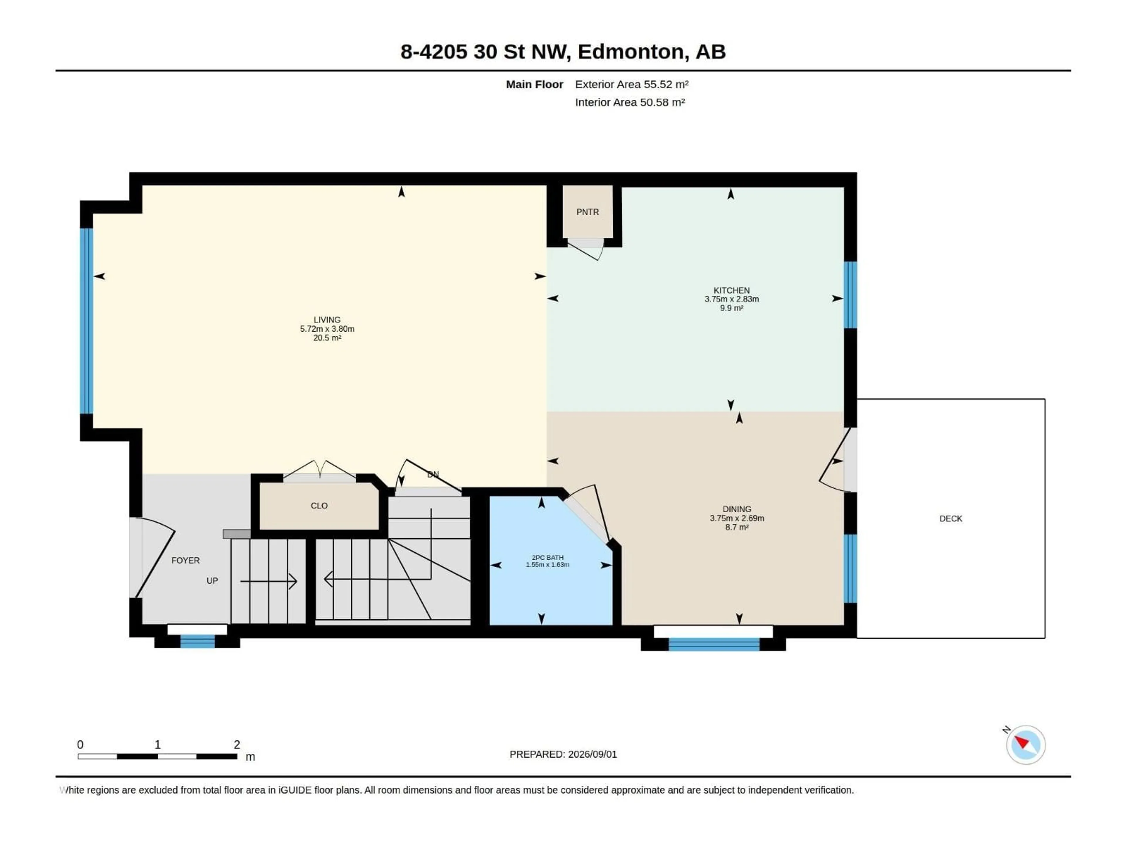 Floor plan for #8 - 4205 30 ST, Edmonton Alberta T6T2G9