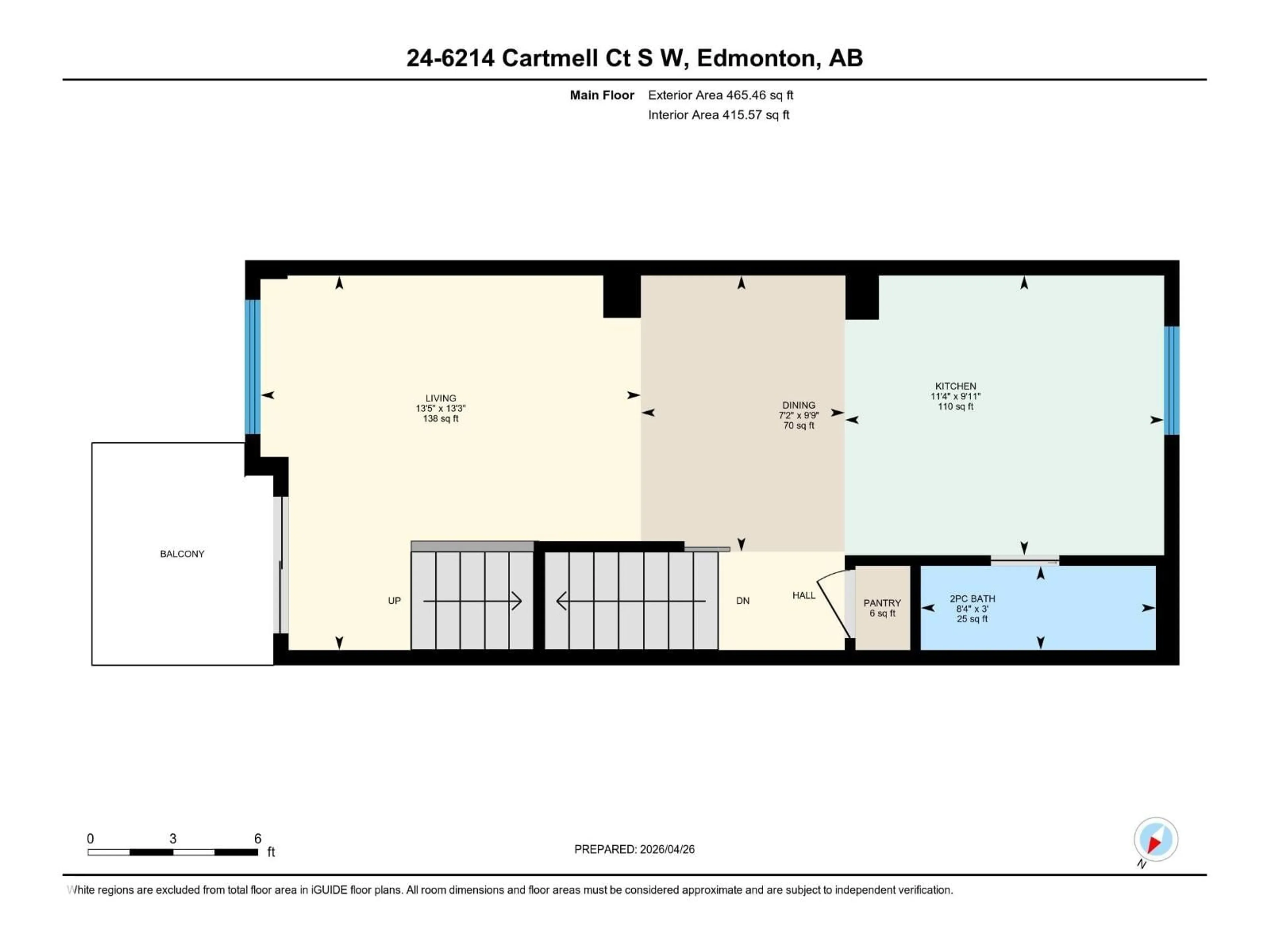 Floor plan for 6214 - 24 CARTMELL CO, Edmonton Alberta T6W5A7
