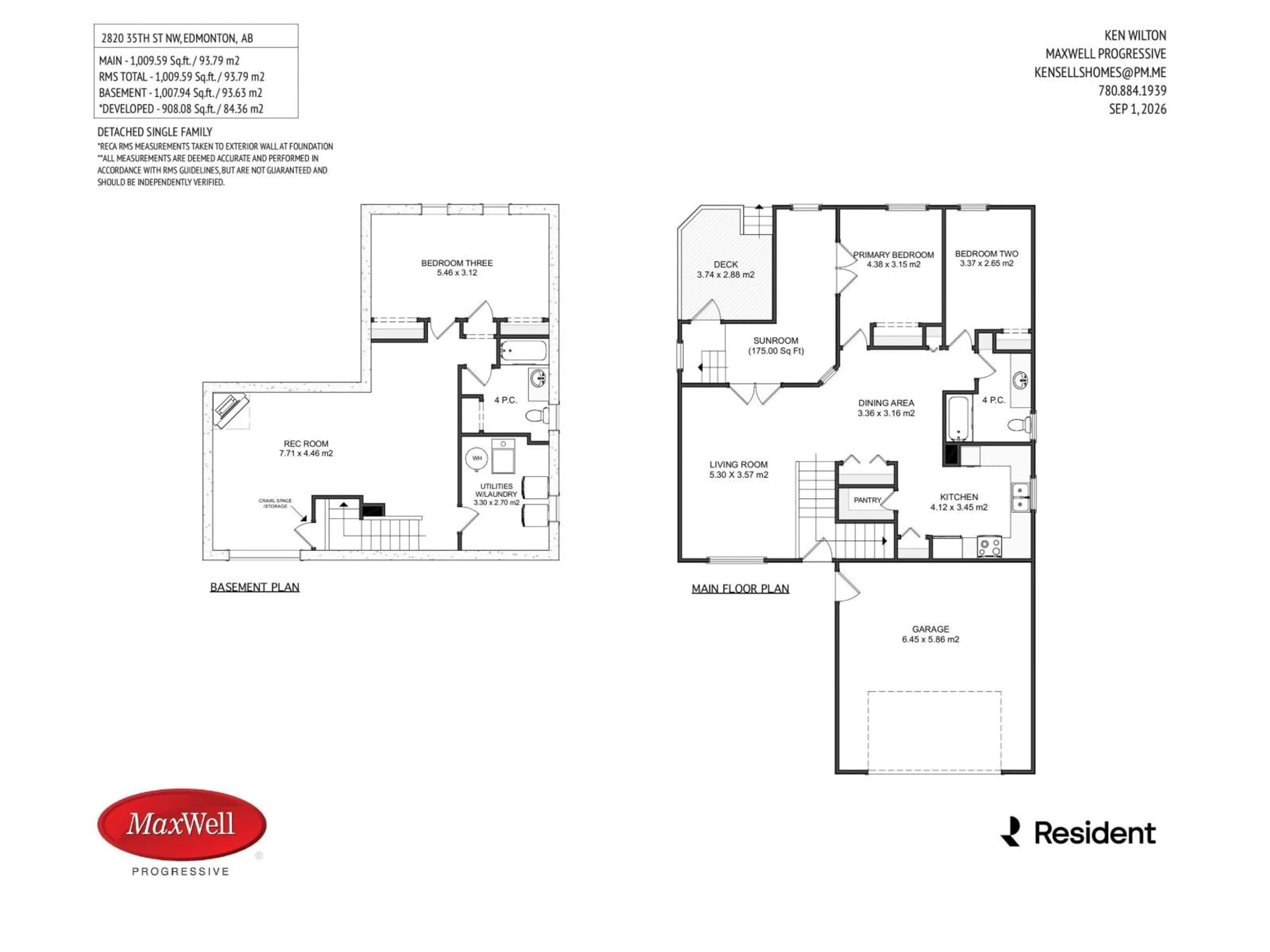 Floor plan for 2820 35 ST, Edmonton Alberta T6L3Y4