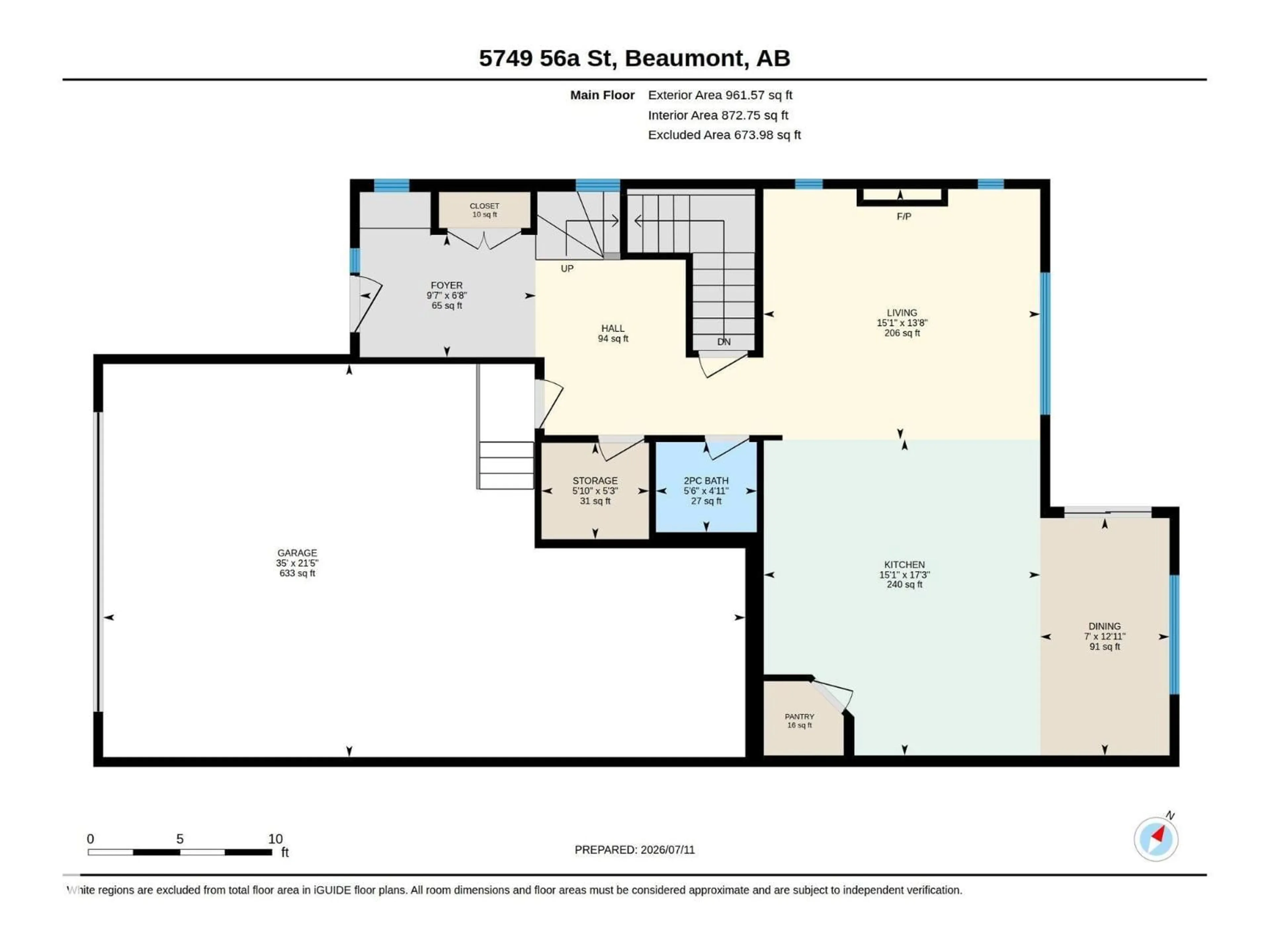 Floor plan for 5749 56A ST, Beaumont Alberta T4X0G1
