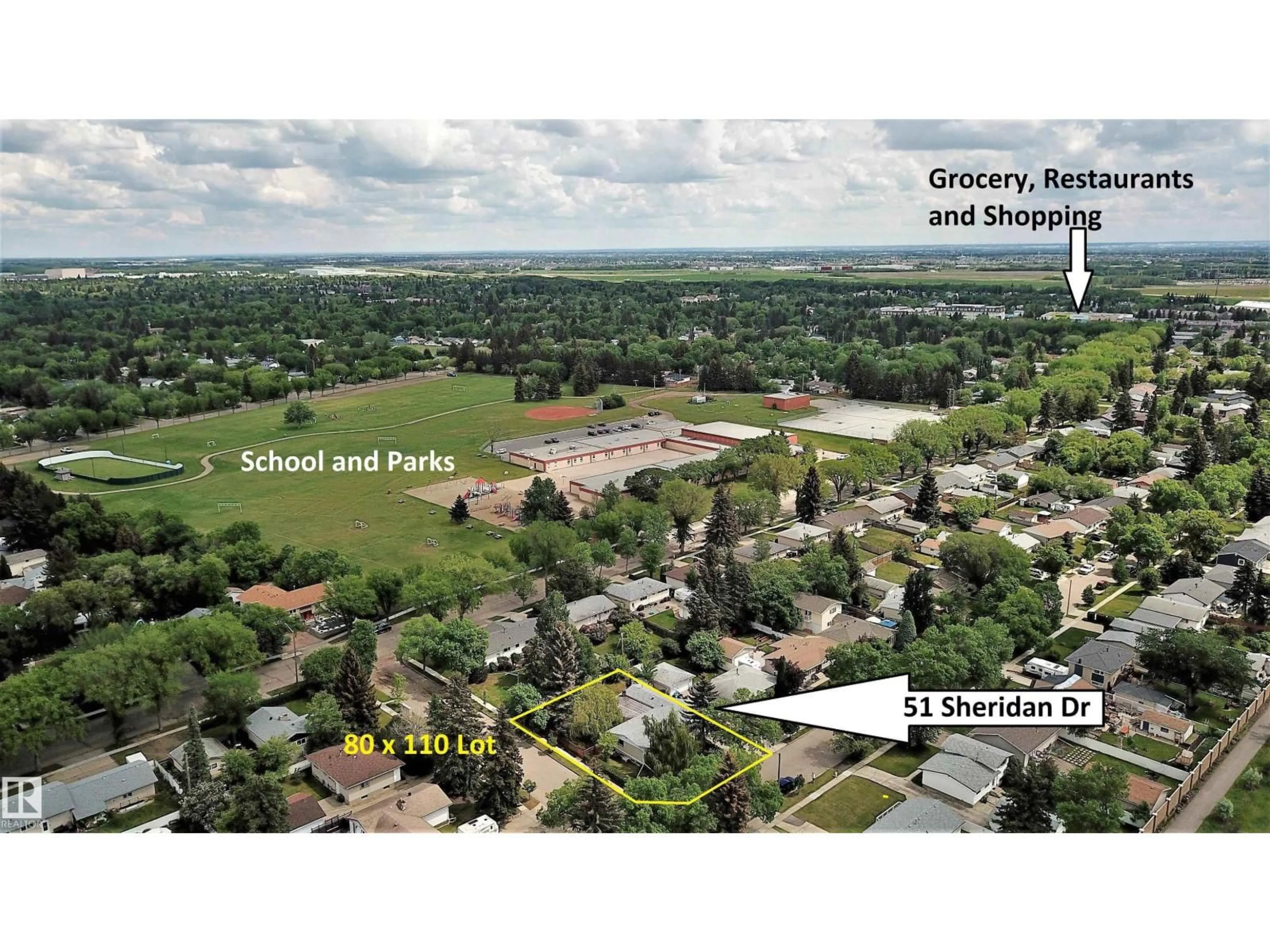 A pic from outside/outdoor area/front of a property/back of a property/a pic from drone, street for 51 SHERIDAN DR, St. Albert Alberta T8N0J1