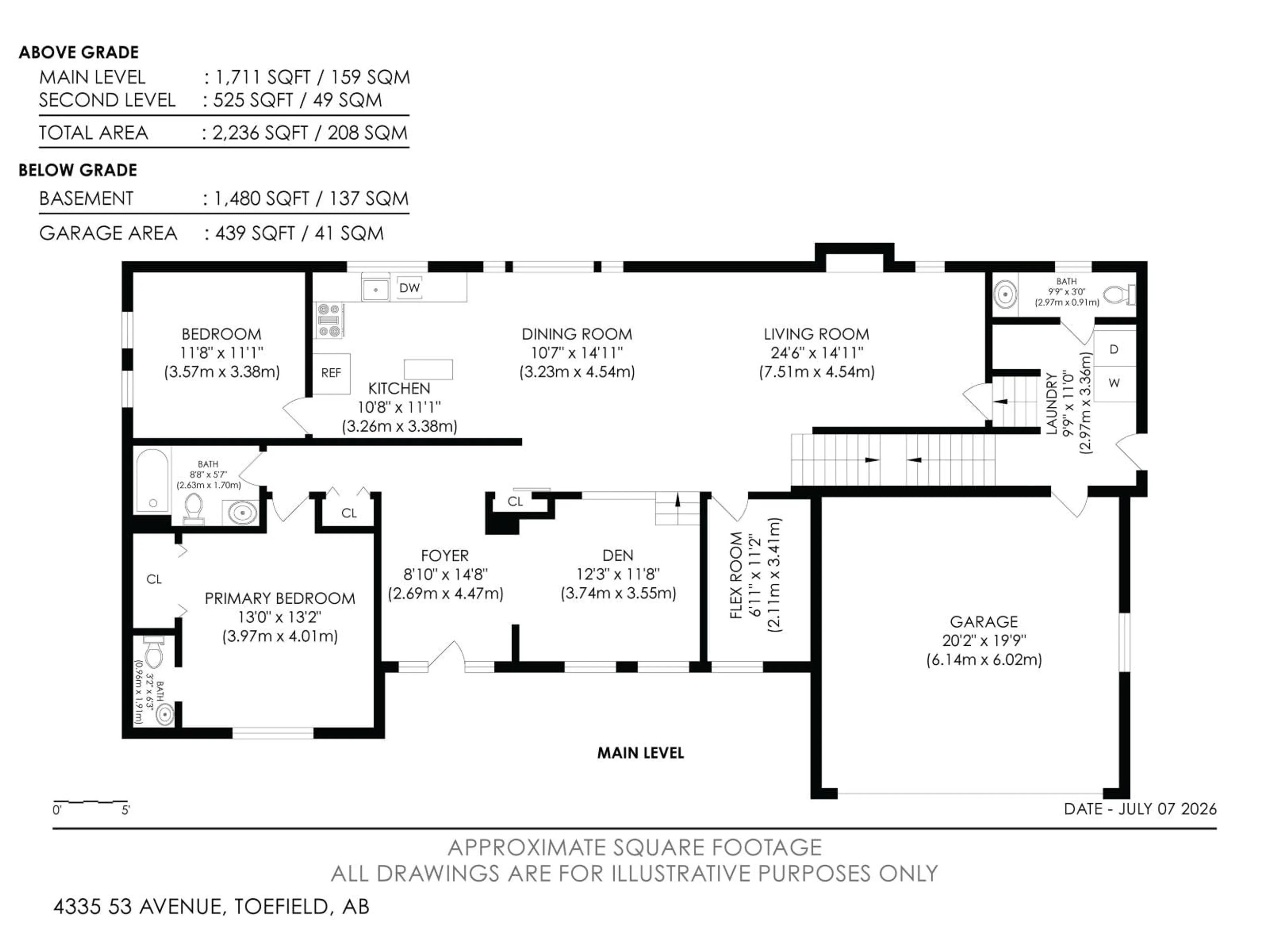 Floor plan for 4335 53 AV, Tofield Alberta T0B4J0