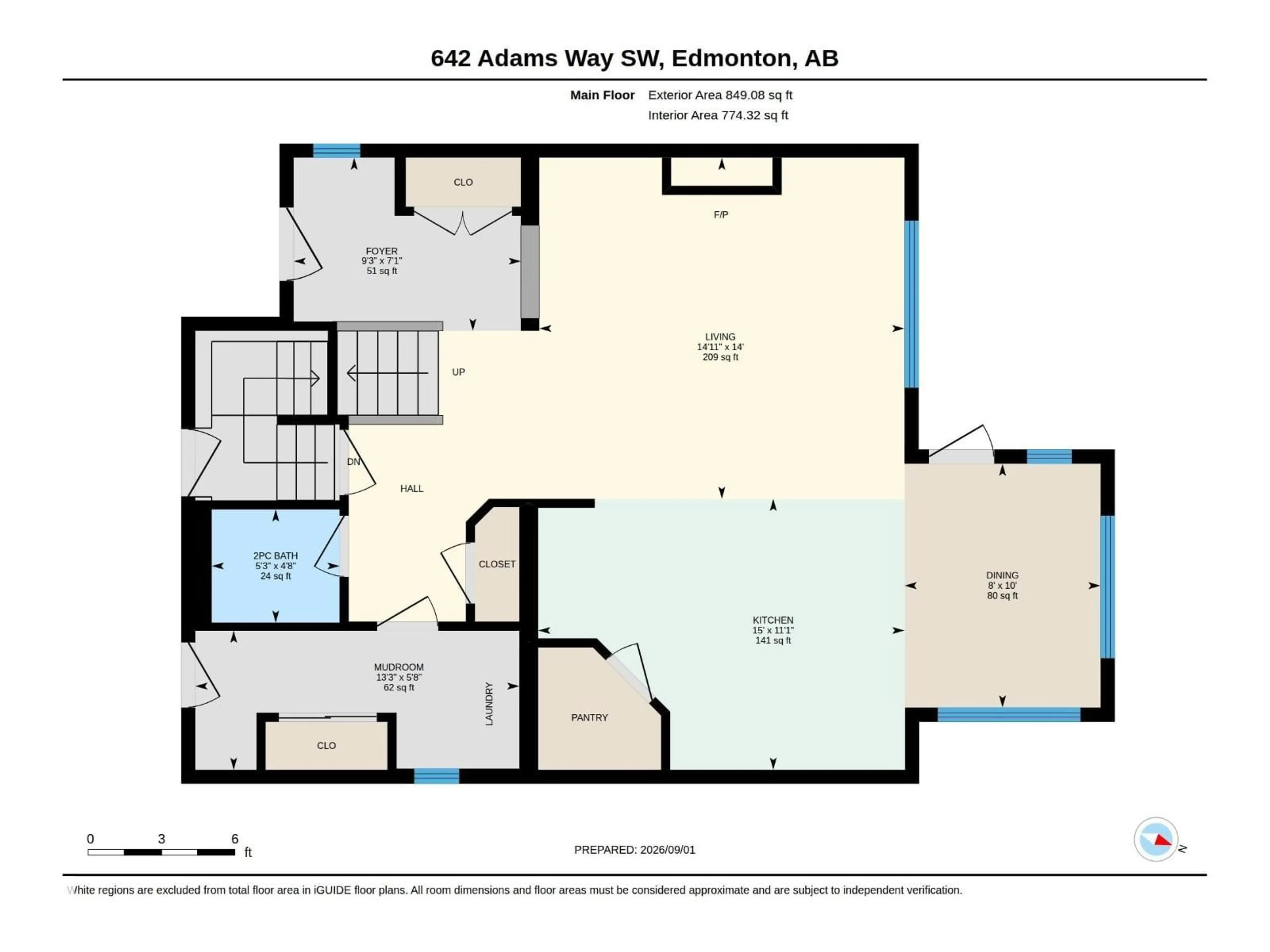 Floor plan for 642 ADAMS WY, Edmonton Alberta T6W0K1