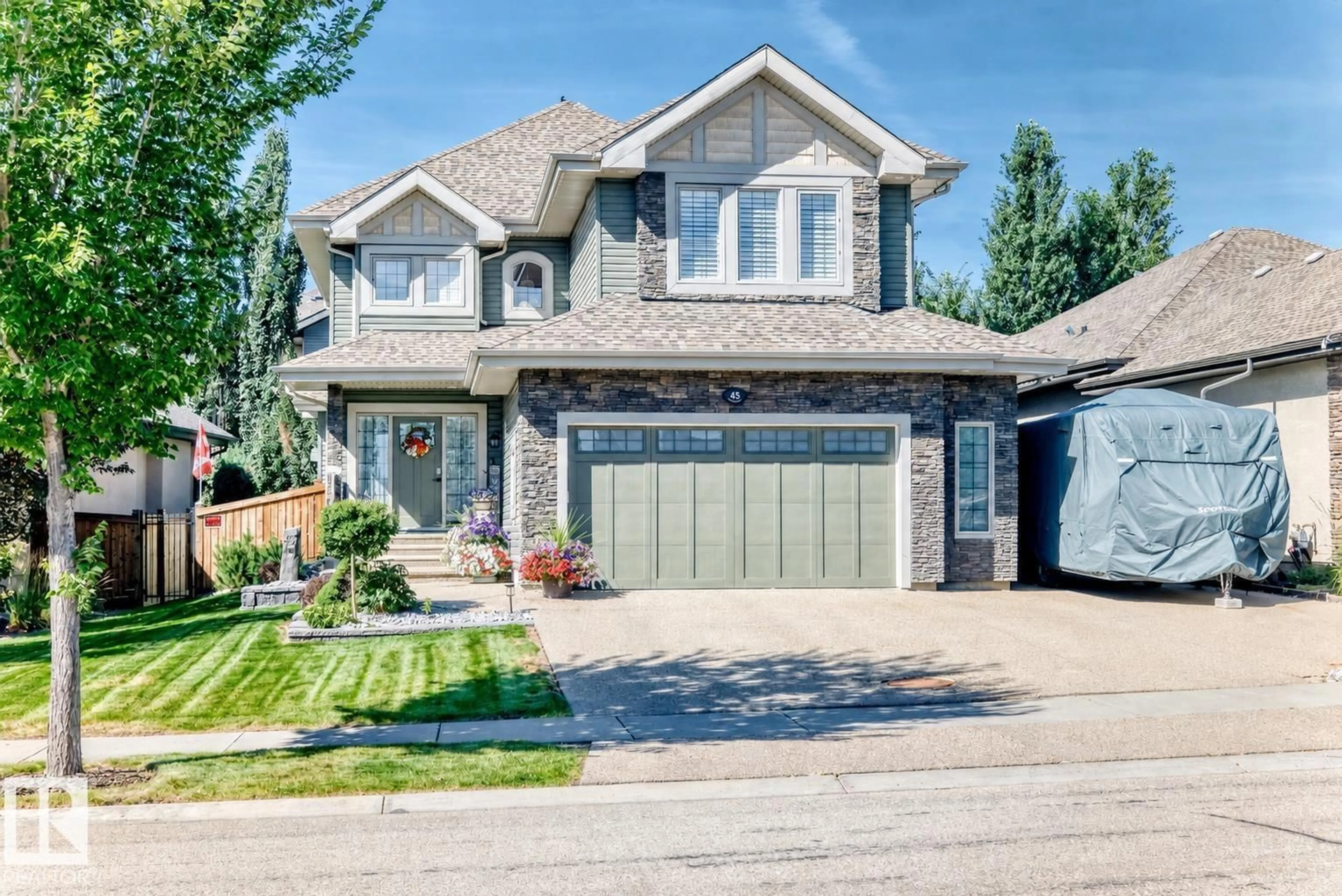 Home with brick exterior material, street for 45 LACOMBE DR, St. Albert Alberta T8N4G8
