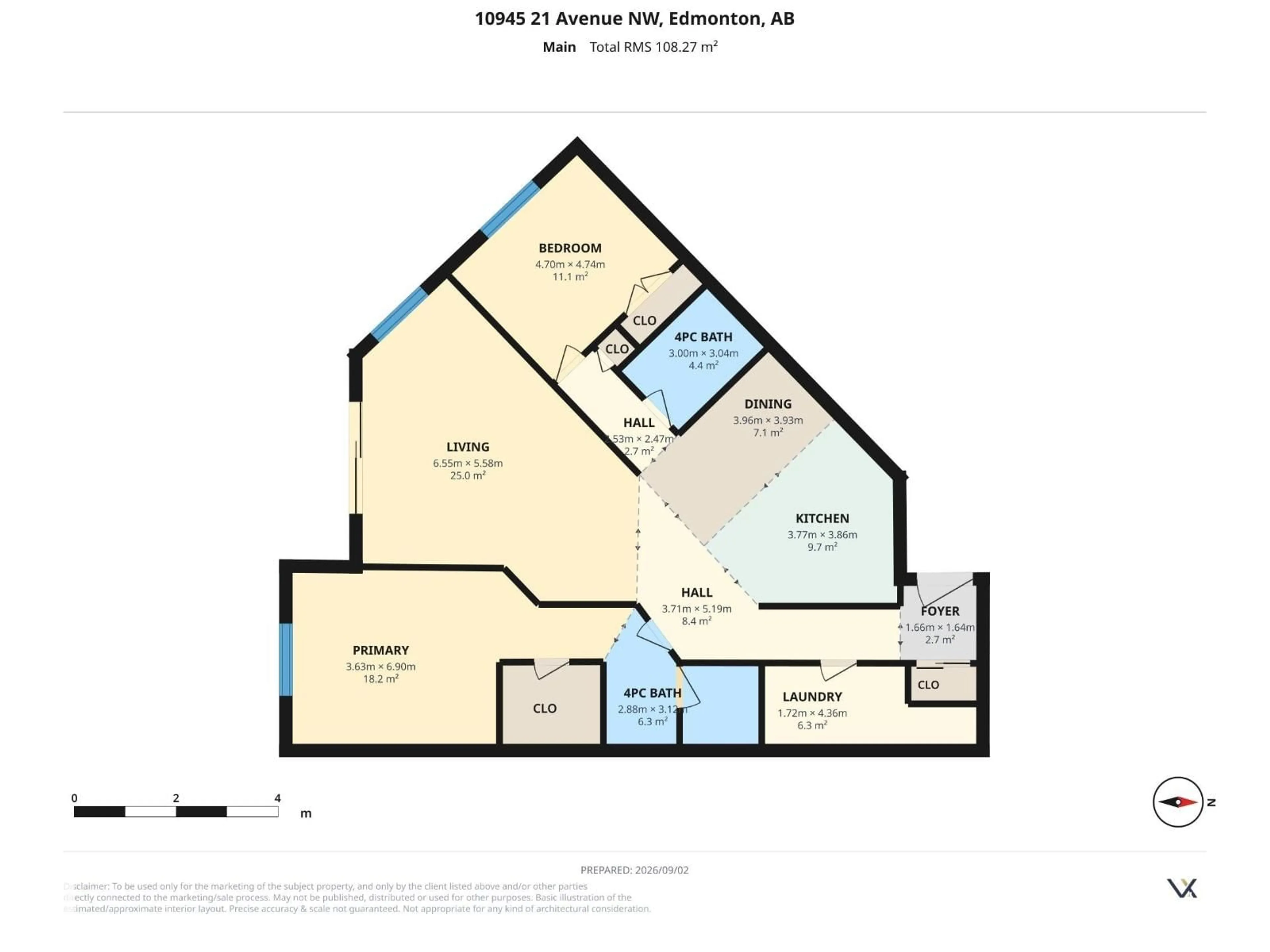 Floor plan for #307 - 10945 21 AV, Edmonton Alberta T6J6R3