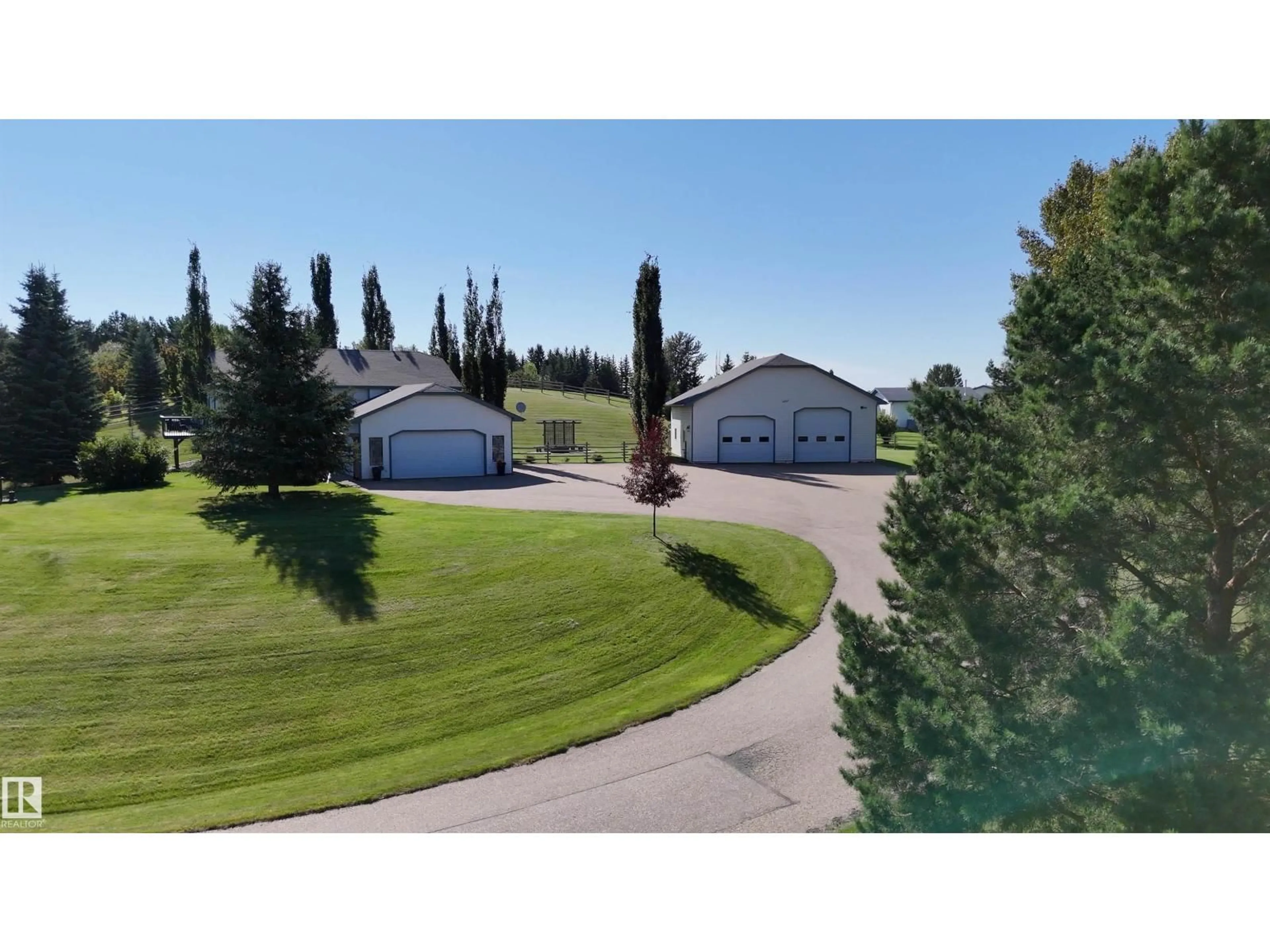 A pic from outside/outdoor area/front of a property/back of a property/a pic from drone, water/lake/river/ocean view for 53310 - 49 RGE ROAD 15, Rural Parkland County Alberta T7Y0C3