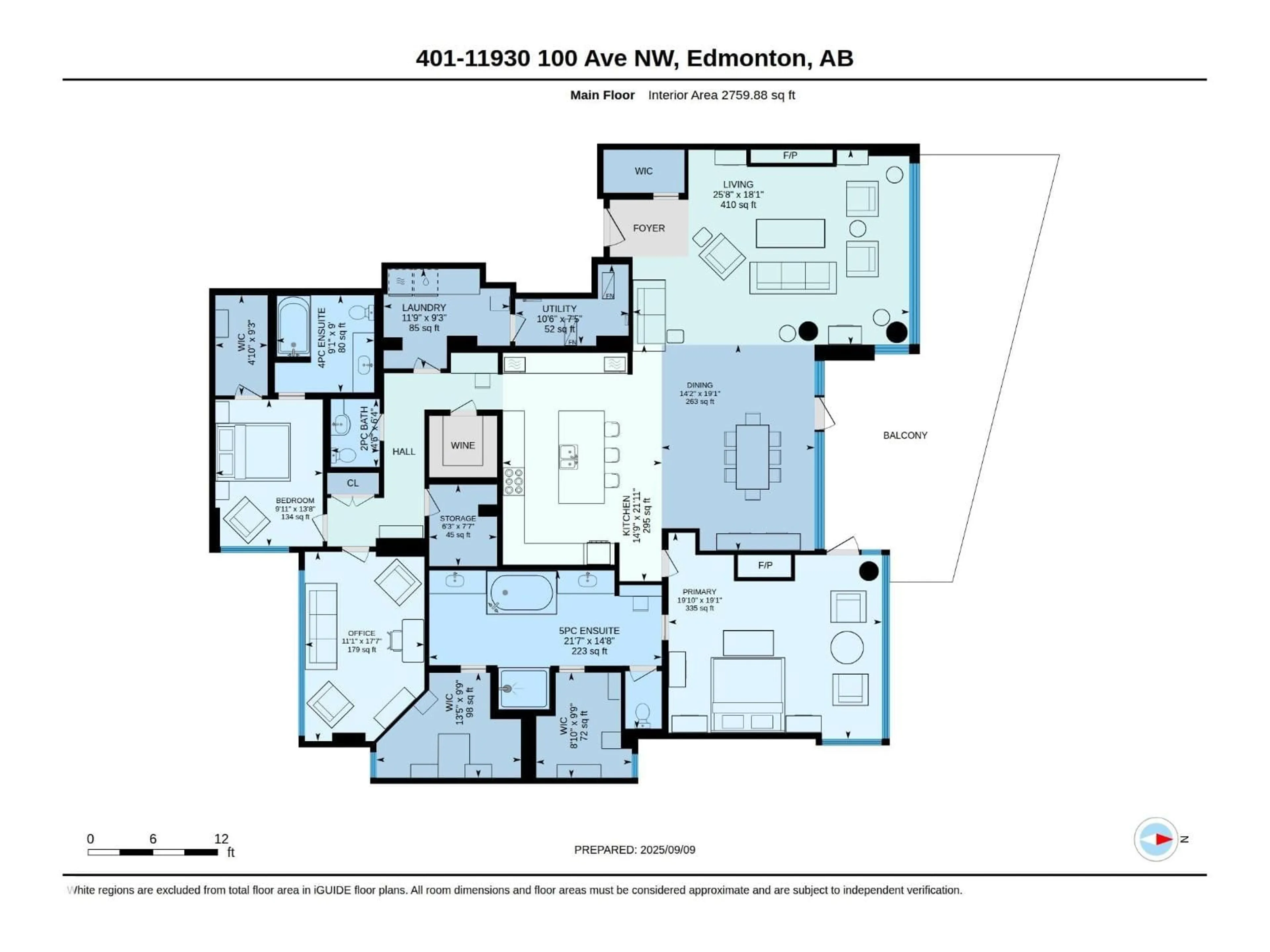 Floor plan for #401 - 11930 100 AV, Edmonton Alberta T5K0K5
