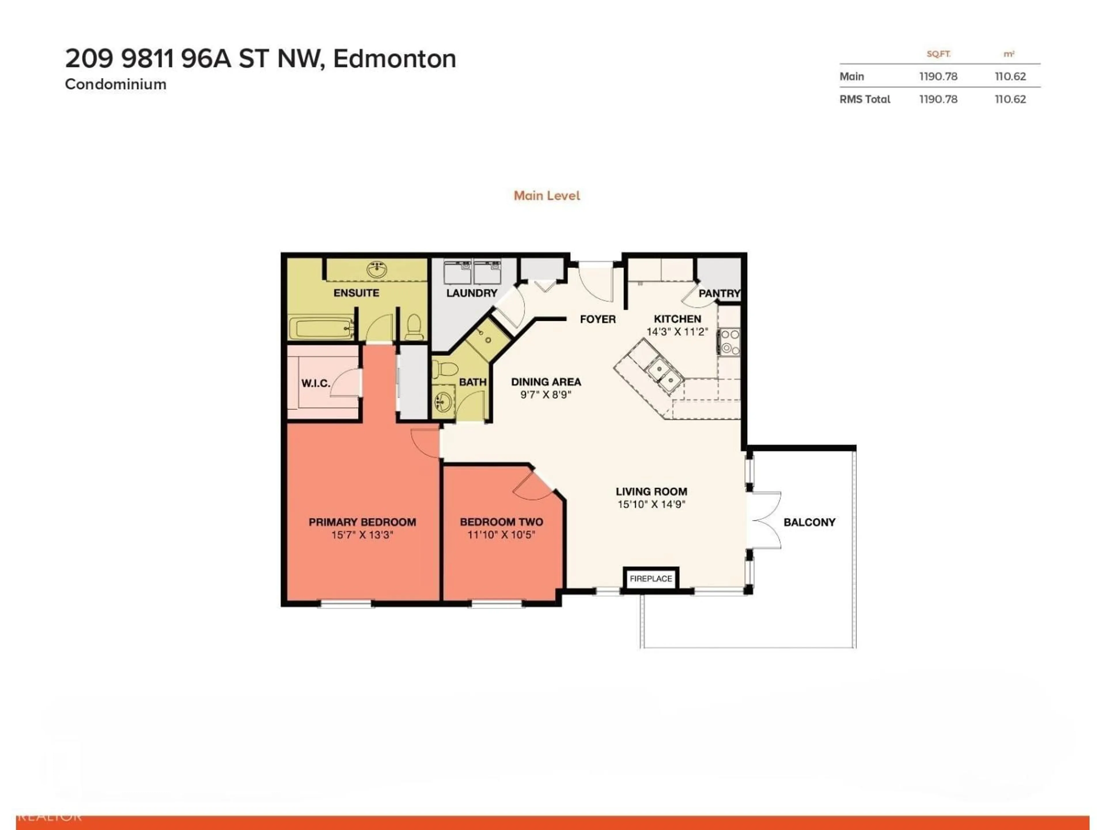 Floor plan for 209 - 9811 96A ST NW, Edmonton Alberta T6A4A4